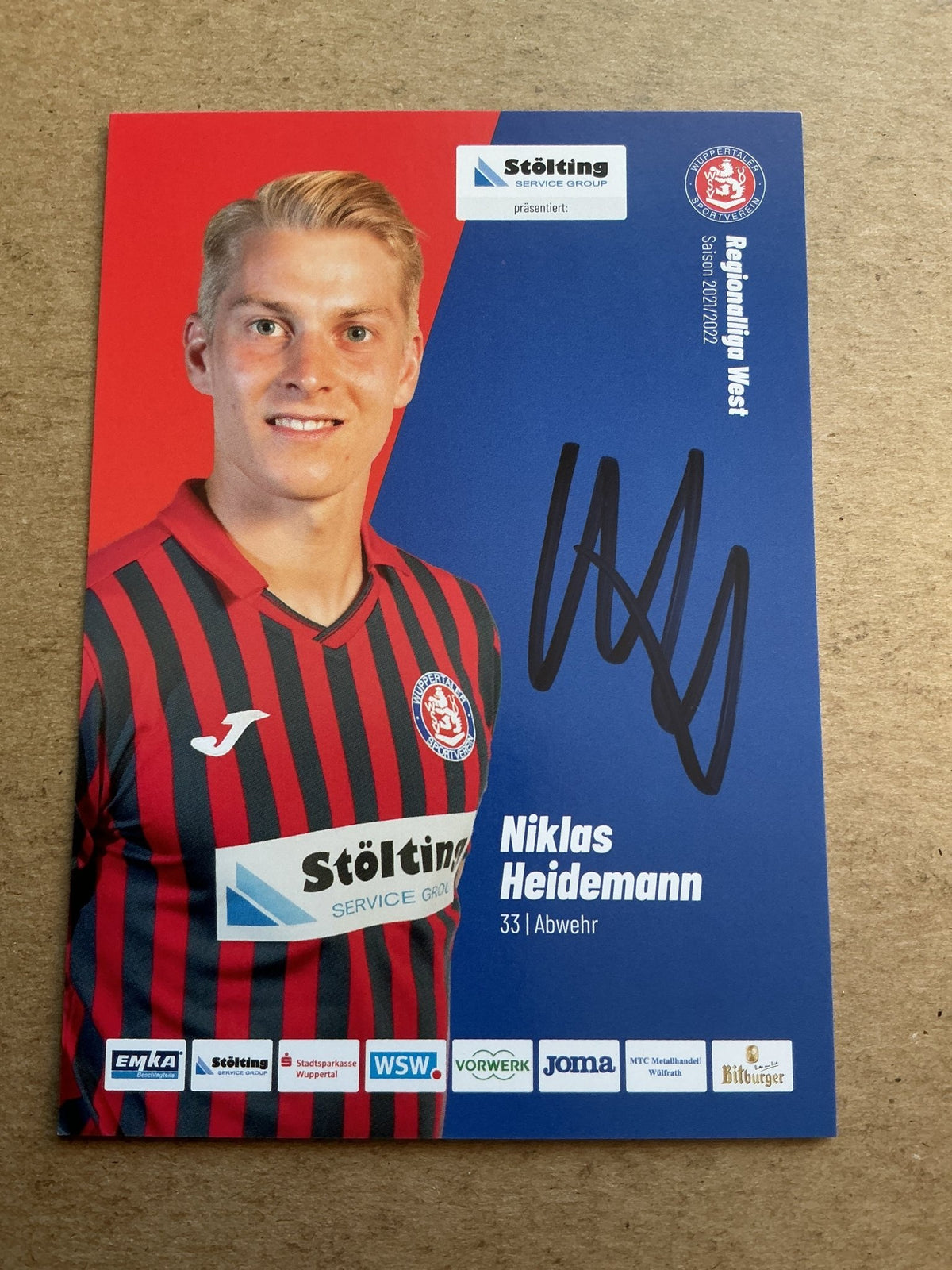Niklas Heidemann, Germany 🇩🇪 Wuppertaler SV 2021/22 hand signed - Autographs-World