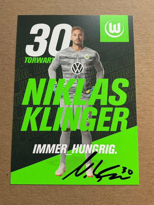Niklas Klinger, Germany 🇩🇪 VfL Wolfsburg 2019/20 hand signed - Autographs-World