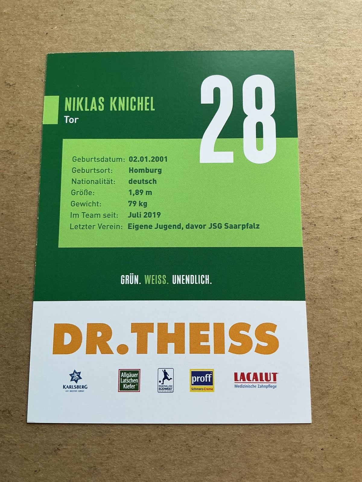 Niklas Knichel, Germany 🇩🇪 FC Homburg 2020/21 hand signed - Autographs-World