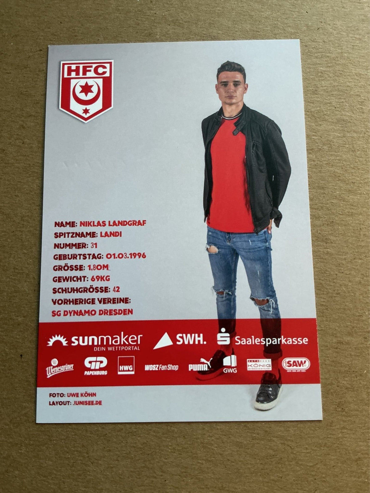 Niklas Landgraf, Germany 🇩🇪 Hallescher FC 2019/20 hand signed - Autographs-World