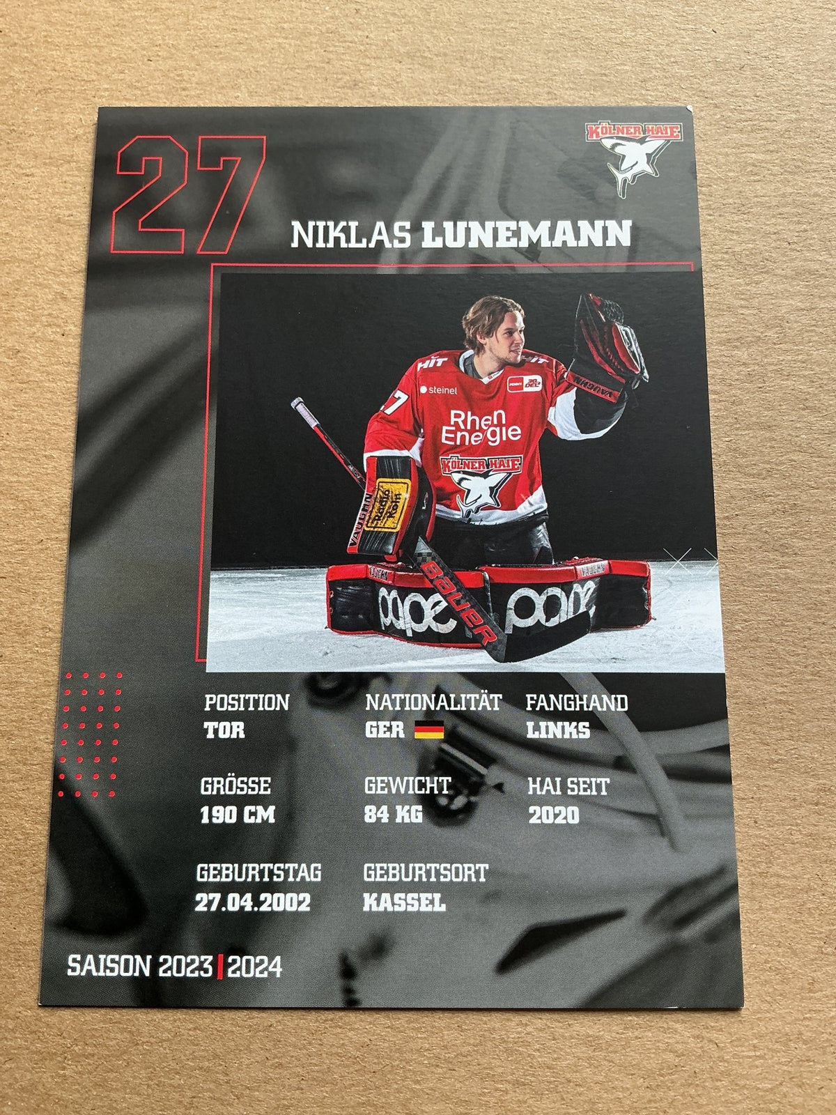 Niklas Lunemann, Germany 🇩🇪 Kölner Haie 2023/24 hand signed - Autographs-World