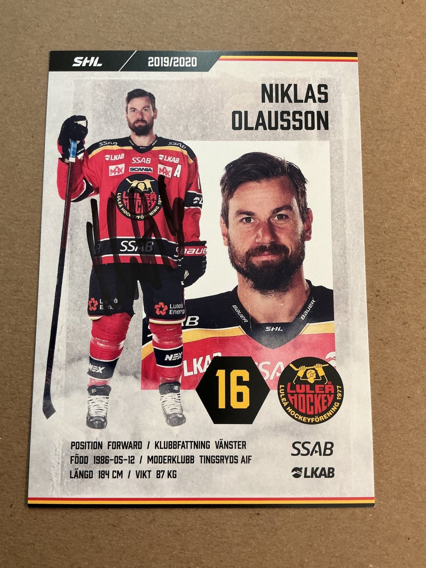 Niklas Olausson, Sweden 🇸🇪 Luleå Hockey 2019/20 hand signed - Autographs-World
