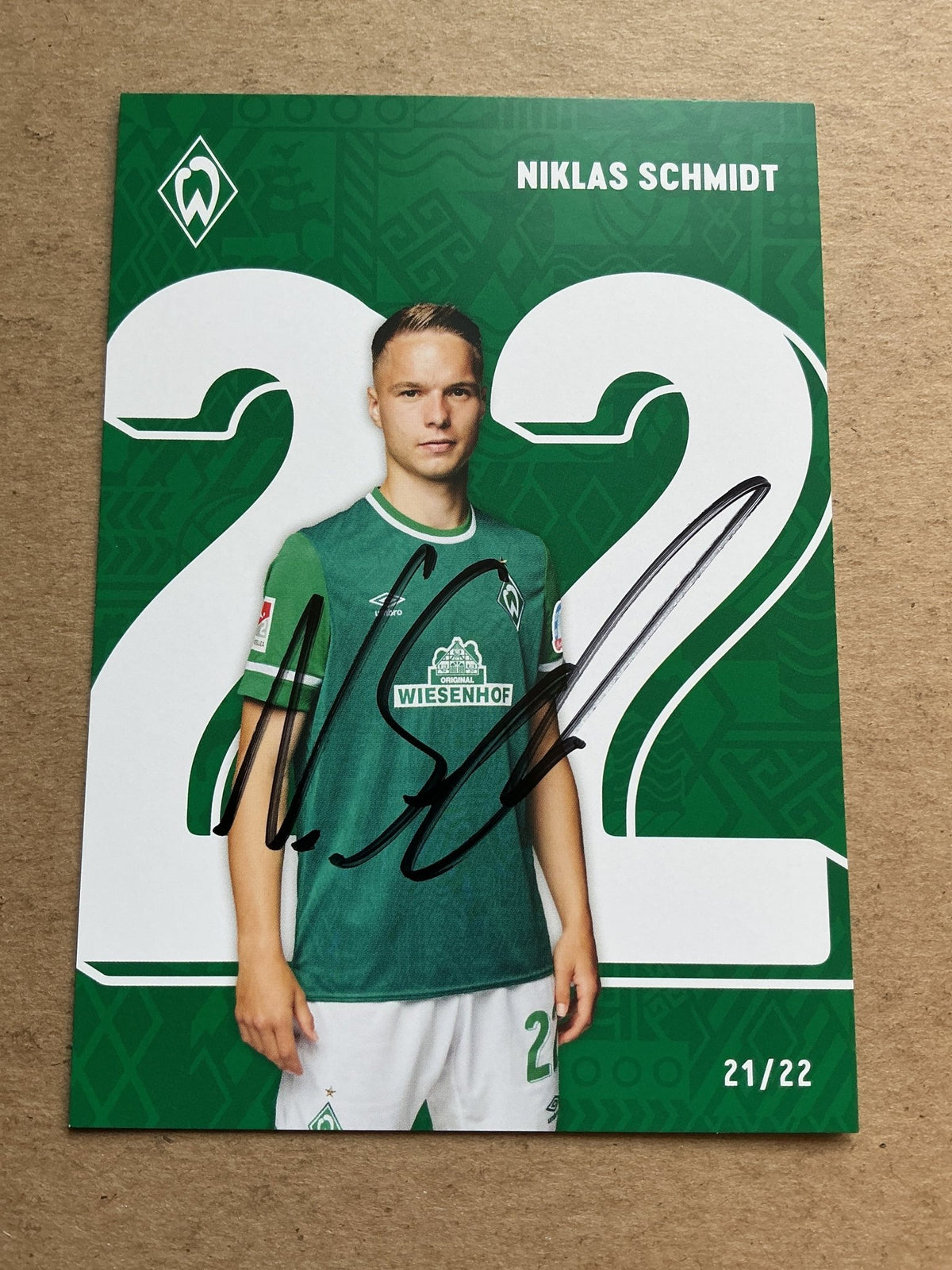 Niklas Schmidt, Germany 🇩🇪 SV Werder Bremen 2021/22 hand signed - Autographs-World