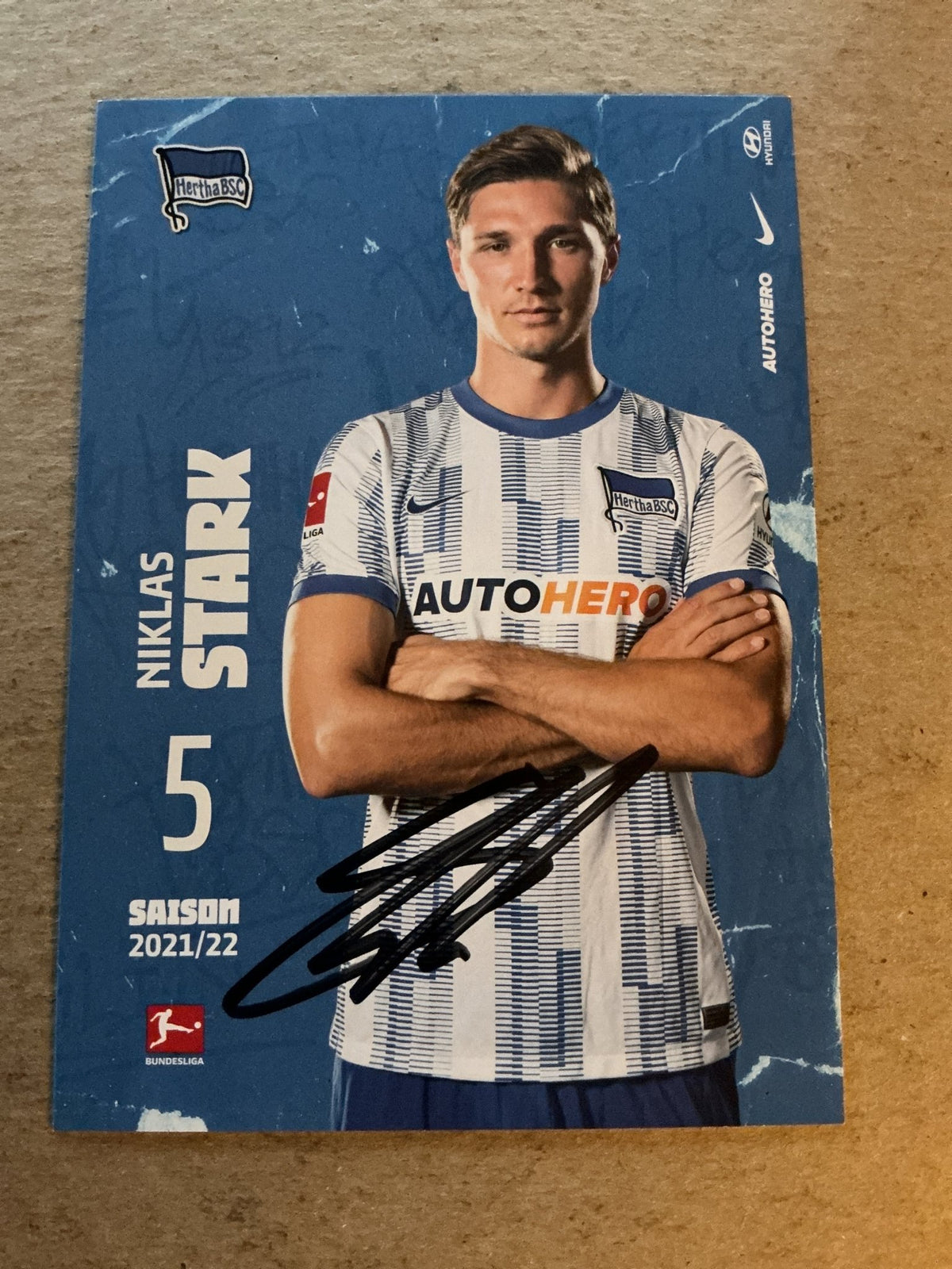 Niklas Stark, Germany 🇩🇪 Hertha BSC Berlin 2021/22 hand signed - Autographs-World
