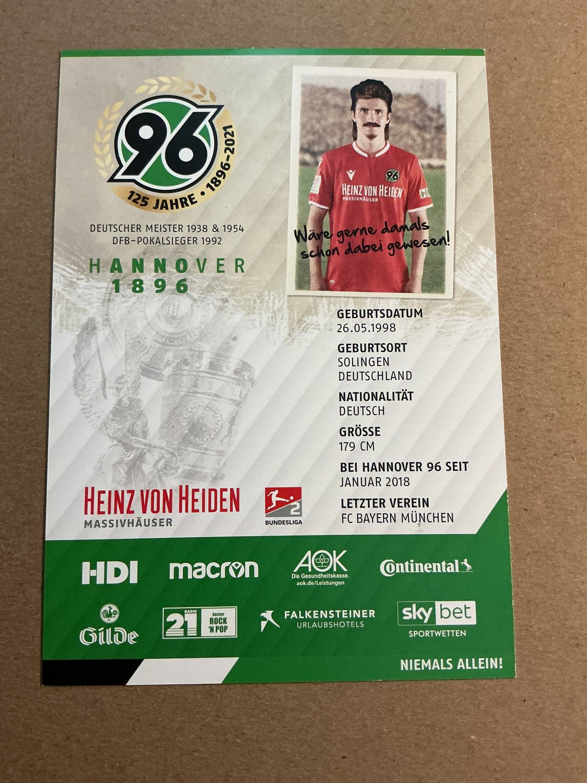 Niklas Tarnat, Germany 🇩🇪 Hannover 96 2020/21 hand signed - Autographs-World