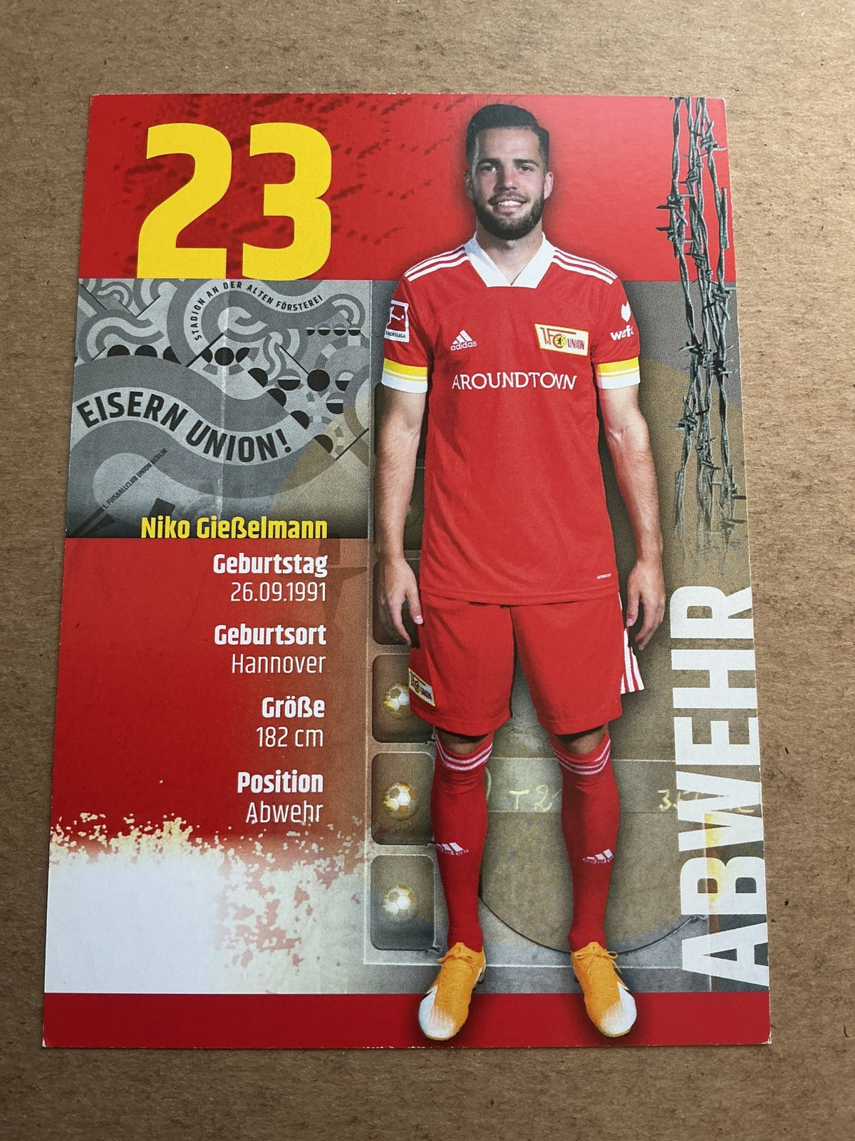 Niko Gießelmann, Germany 🇩🇪 1.FC Union Berlin 2020/21 hand signed - Autographs-World