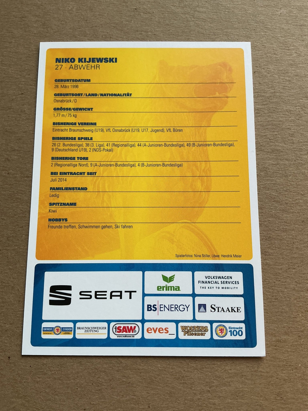 Niko Kijewski, Germany 🇩🇪 Eintracht Braunschweig 2019/20 hand signed - Autographs-World