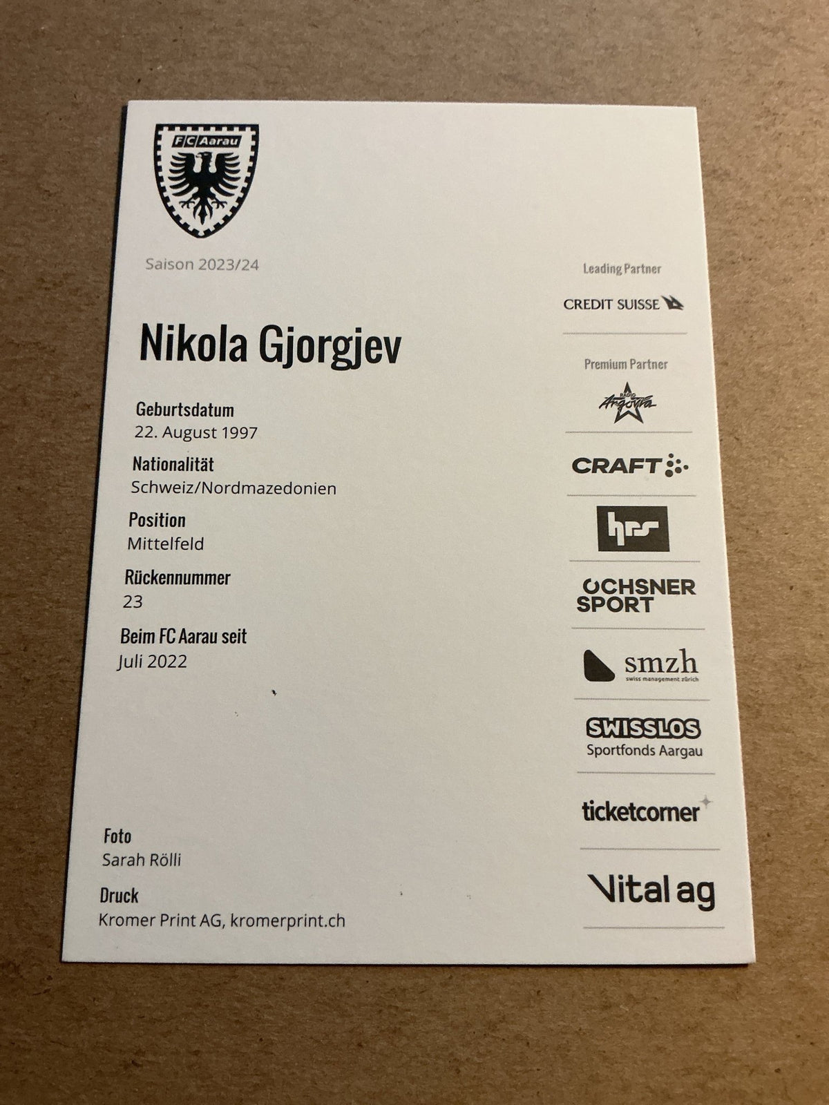 Nikola Gjorgjev, North Macedonia 🇲🇰 FC Aarau 2023/24 hand signed - Autographs-World