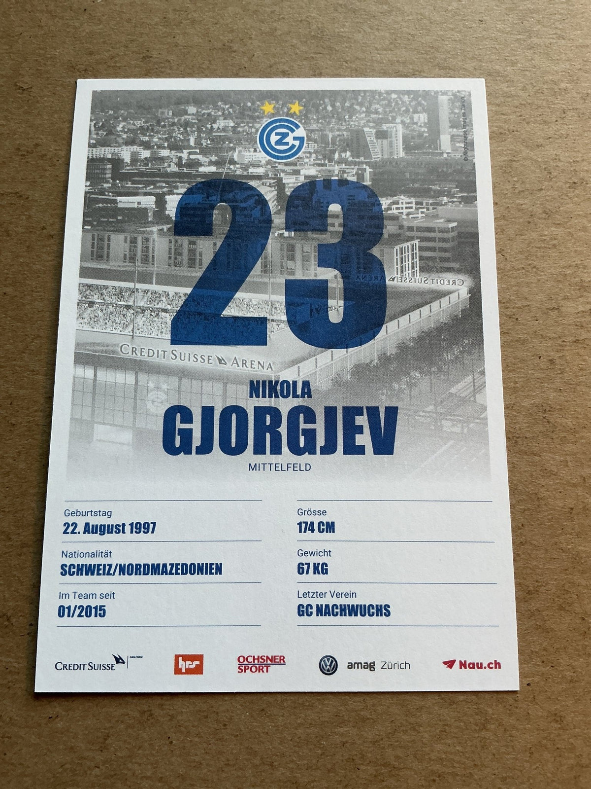 Nikola Gjorgjev, North Macedonia 🇲🇰 Grasshopper Zürich 2019/20 hand signed - Autographs-World