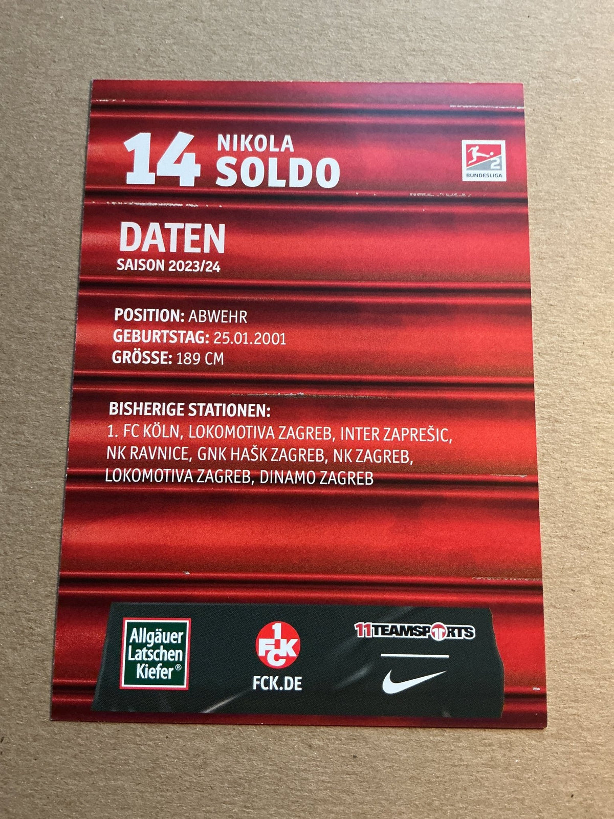 Nikola Soldo, Croatia 🇭🇷 1.FC Kaiserslautern 2023/24 hand signed - Autographs-World
