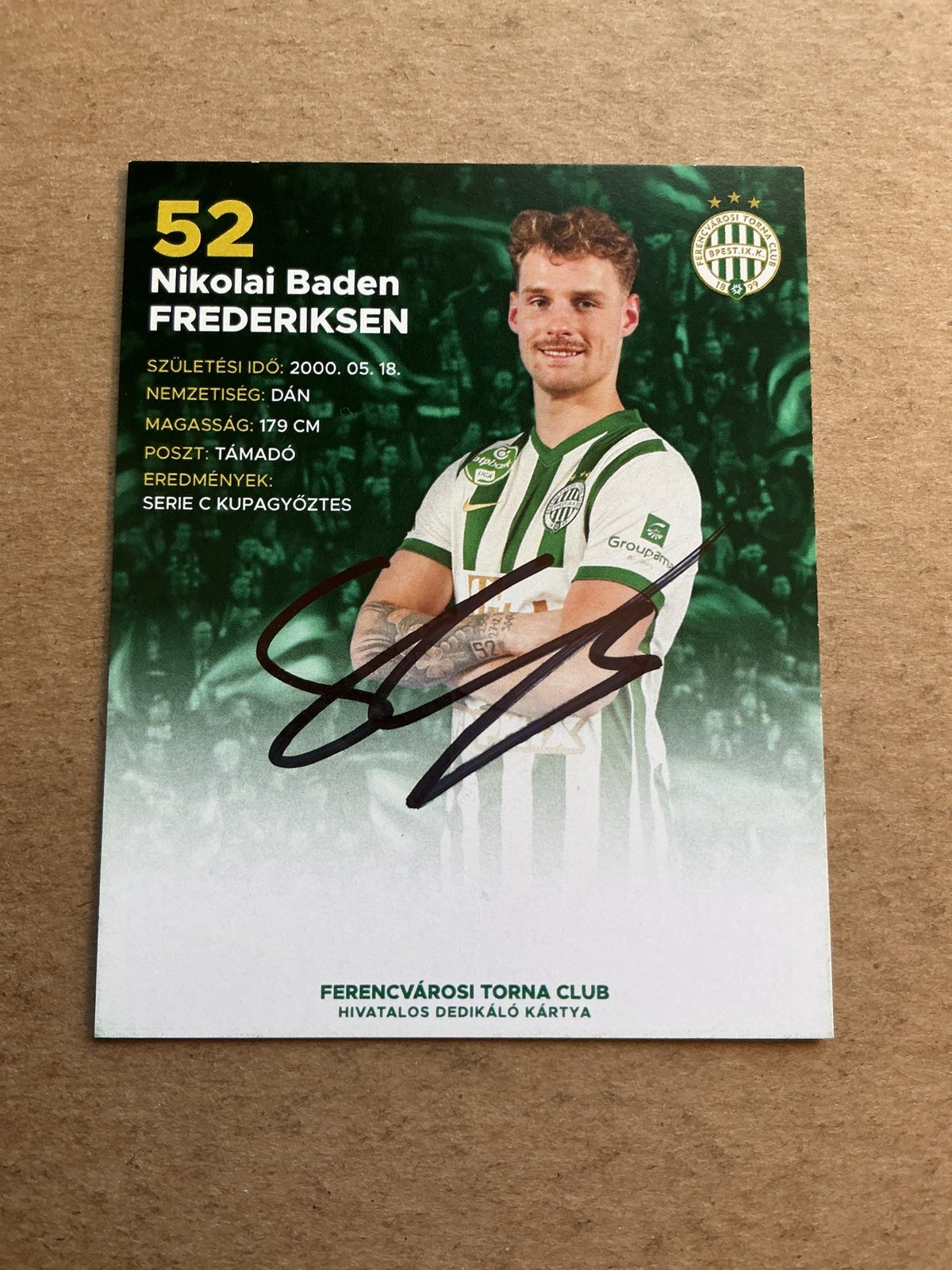 Nikolai Baden Frederiksen, Denmark 🇩🇰 Ferencváros 2022/23 hand signed - Autographs-World