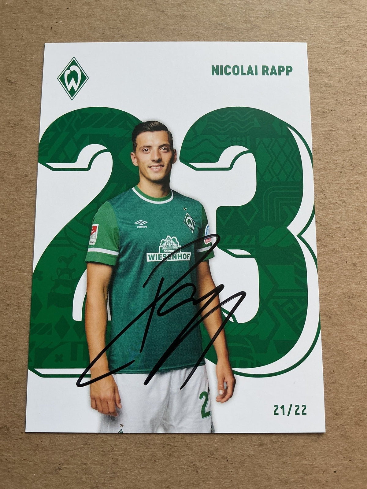 Nikolai Rapp, Germany 🇩🇪 SV Werder Bremen 2021/22 hand signed - Autographs-World
