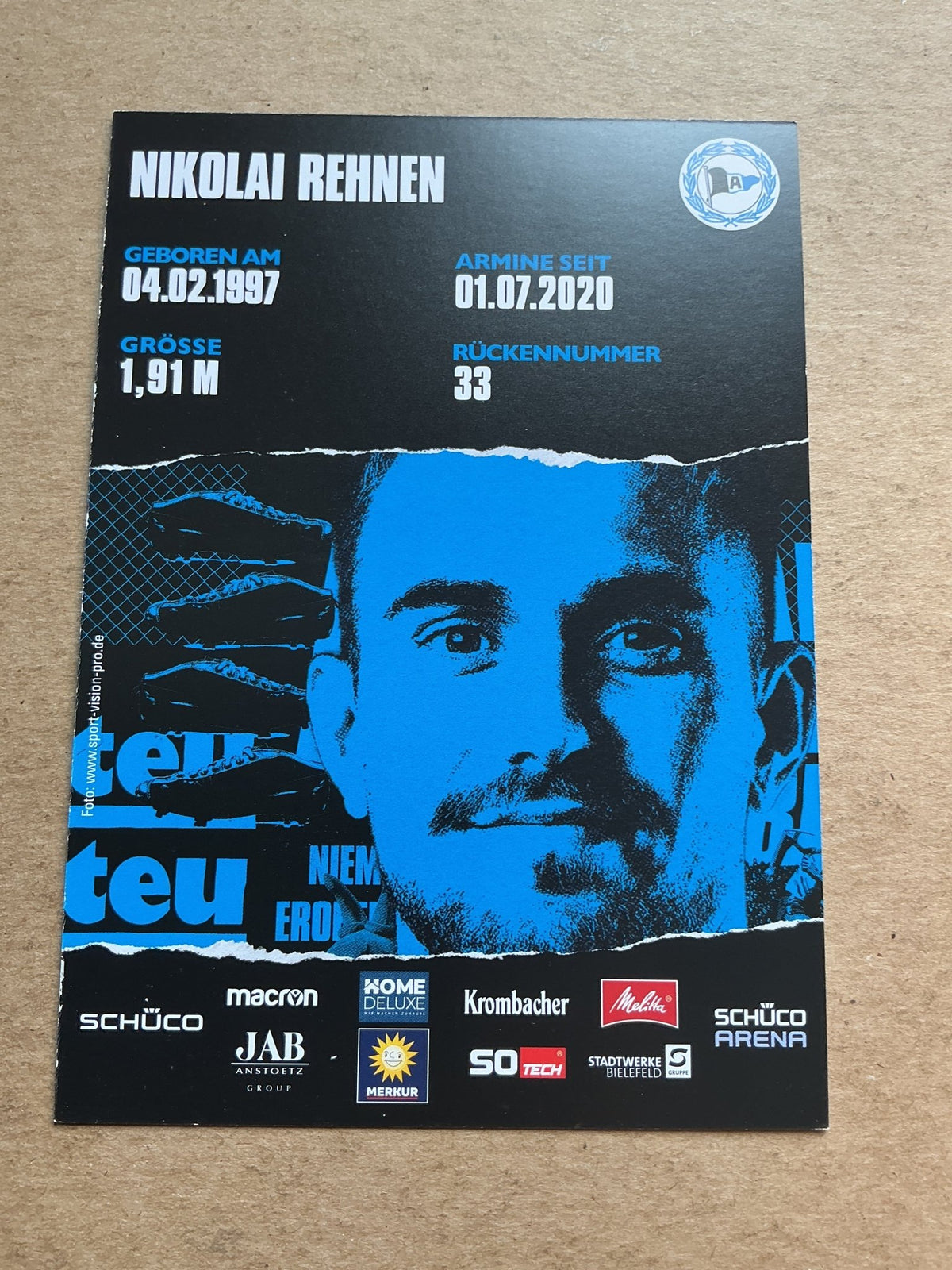 Nikolai Rehnen, Germany 🇩🇪 Arminia Bielefeld 2020/21 hand signed - Autographs-World