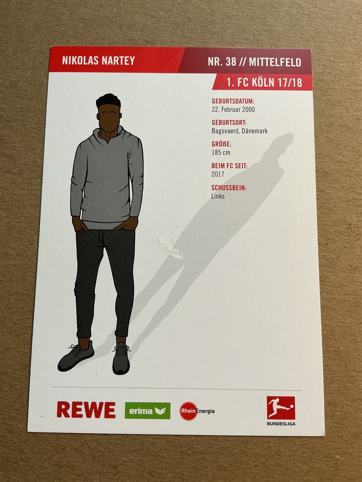 Nikolas Nartey, Denmark 🇩🇰 1.FC Köln 2017/18 hand signed - Autographs-World
