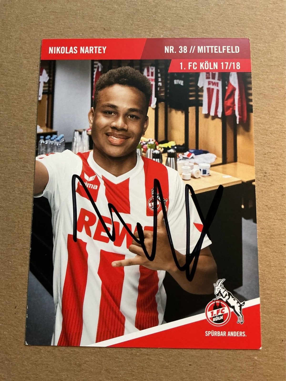 Nikolas Nartey, Denmark 🇩🇰 1.FC Köln 2017/18 hand signed - Autographs-World