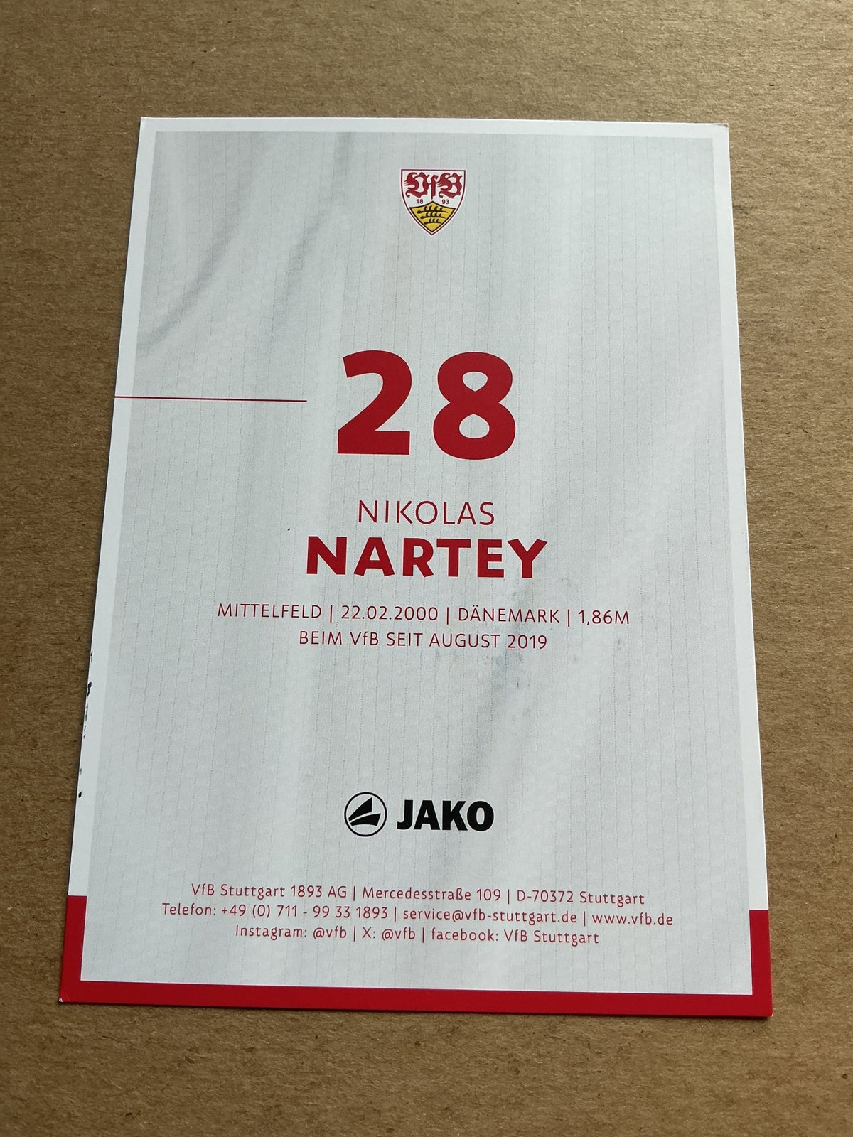 Nikolas Nartey, Denmark 🇩🇰 VfB Stuttgart 2024/25 hand signed - Autographs-World