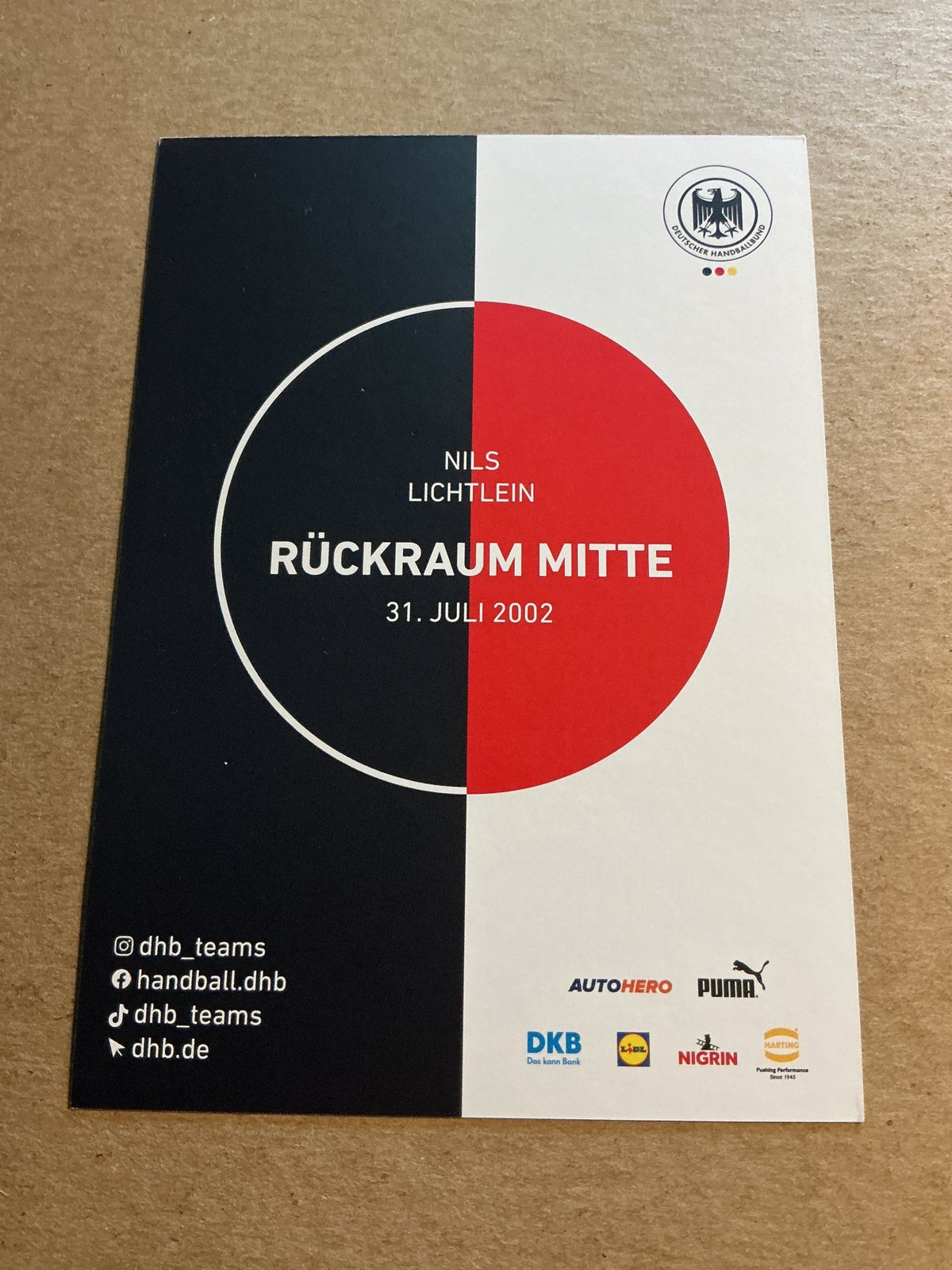 Nils Lichtlein, Germany 🇩🇪 Handball Summer Olympics 2024 hand signed - Autographs-World