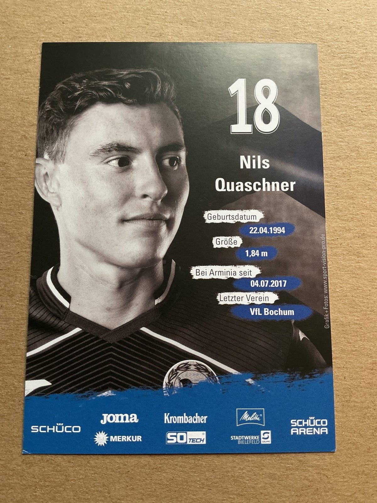 Nils Quaschner, Germany 🇩🇪 Arminia Bielefeld 2019/20 hand signed - Autographs-World