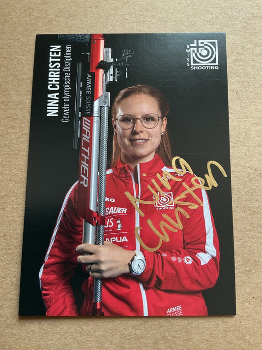 Nina Christen, Switzerland 🇨🇭 Shooting Summer Olympics 2024 hand signed - Autographs-World