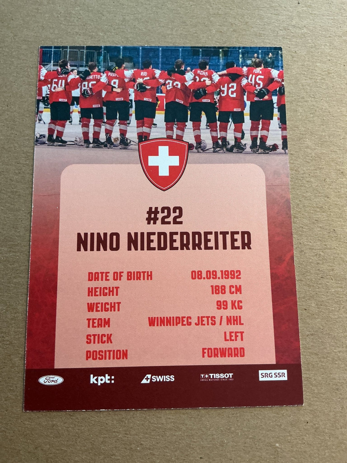 Nino Niederreiter, Switzerland 🇨🇭 Winnipeg Jets 2023/24 hand signed - Autographs-World