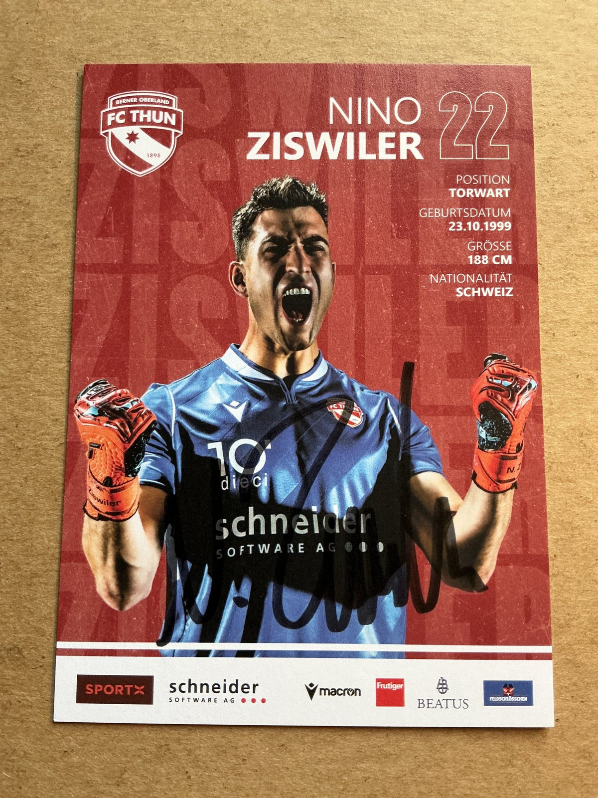Nino Ziswiler, Switzerland 🇨🇭 FC Thun 2023/24 hand signed - Autographs-World