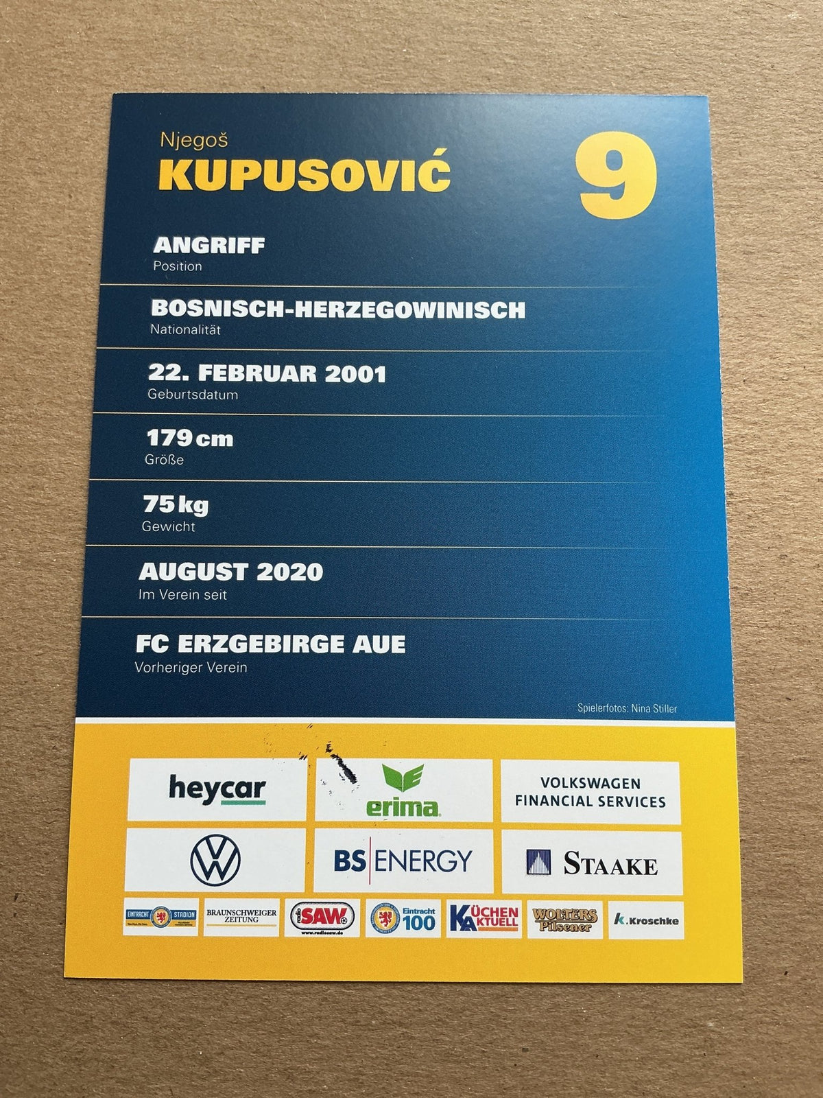 Njegoš Kupusović, Bosnia 🇧🇦 Eintracht Braunschweig 2020/21 hand signed - Autographs-World