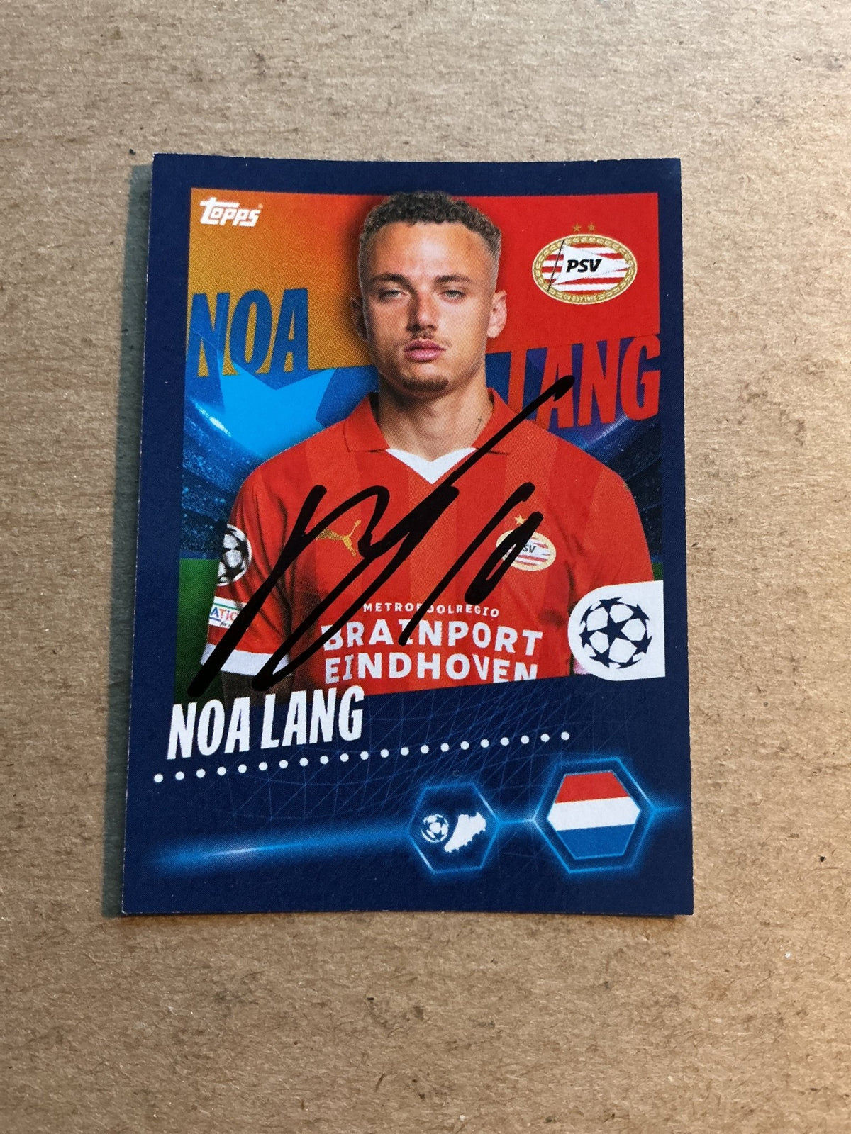 Noa Lang, Netherlands 🇳🇱 PSV Eindhoven 2023/24 Topps hand signed - Autographs-World