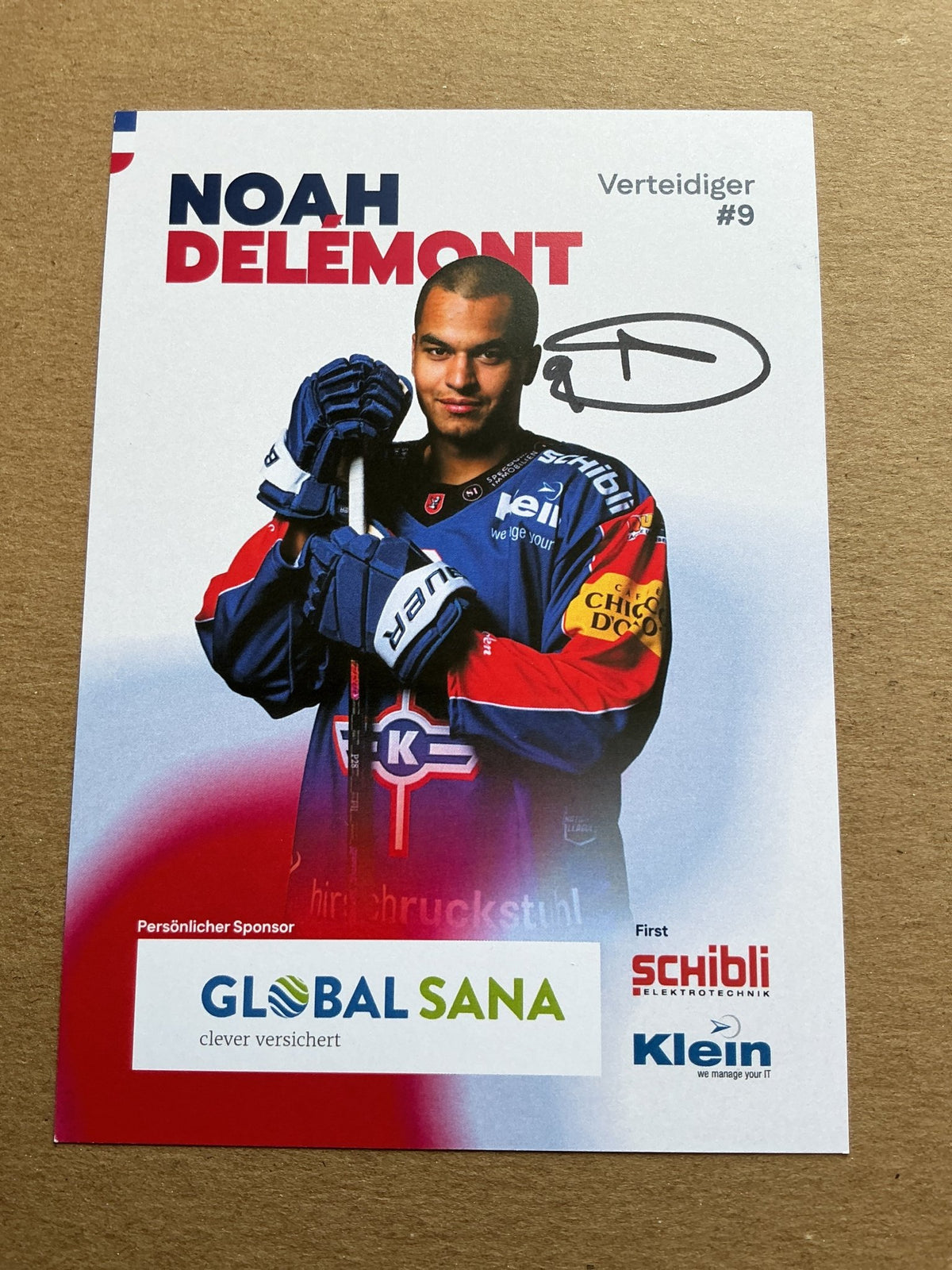 Noah Delémont, Switzerland 🇨🇭 EHC Kloten 2025/26 hand signed - Autographs-World