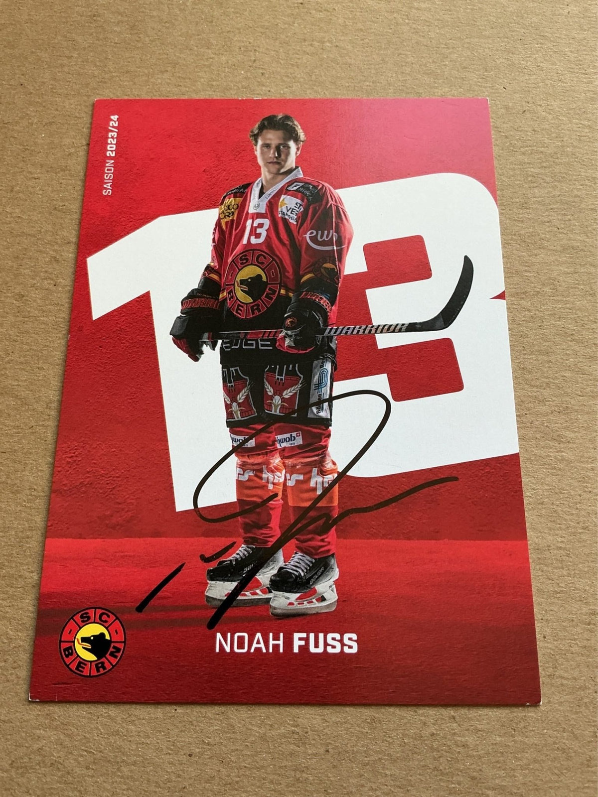 Noah Fuss, Switzerland 🇨🇭 SC Bern 2023/24 hand signed - Autographs-World