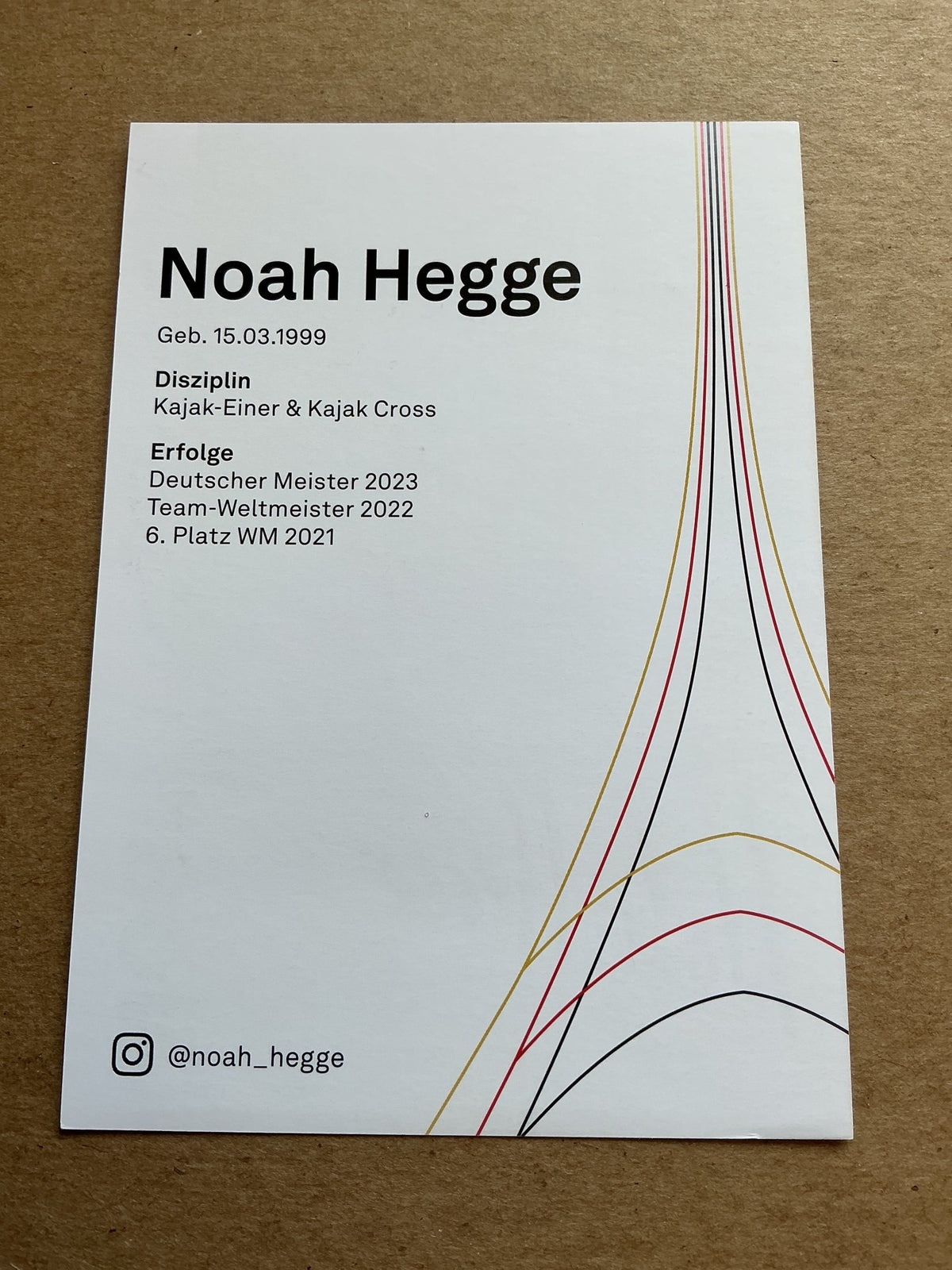 Noah Hegge, Germany 🇩🇪 Canoeing Summer Olympics 2024 hand signed - Autographs-World