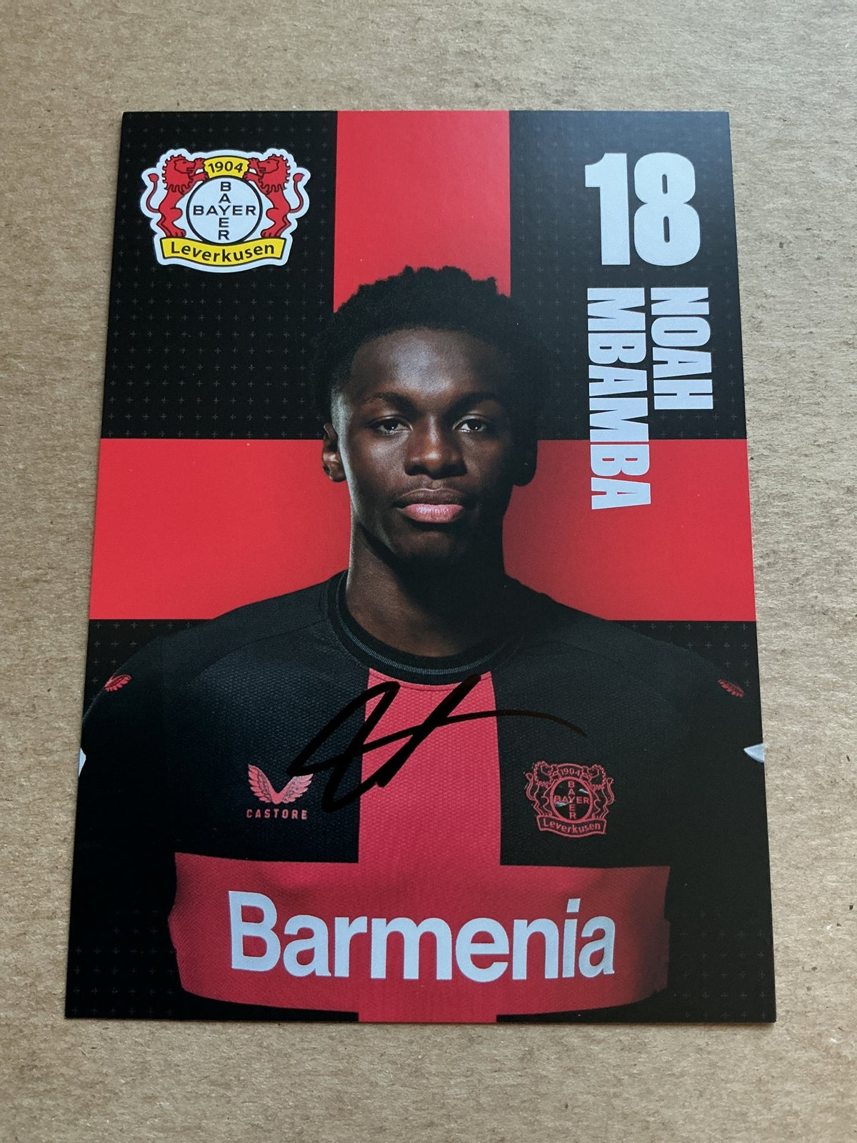Noah Mbamba, Belgium 🇧🇪 Bayer 04 Leverkusen 2023/24 hand signed - Autographs-World