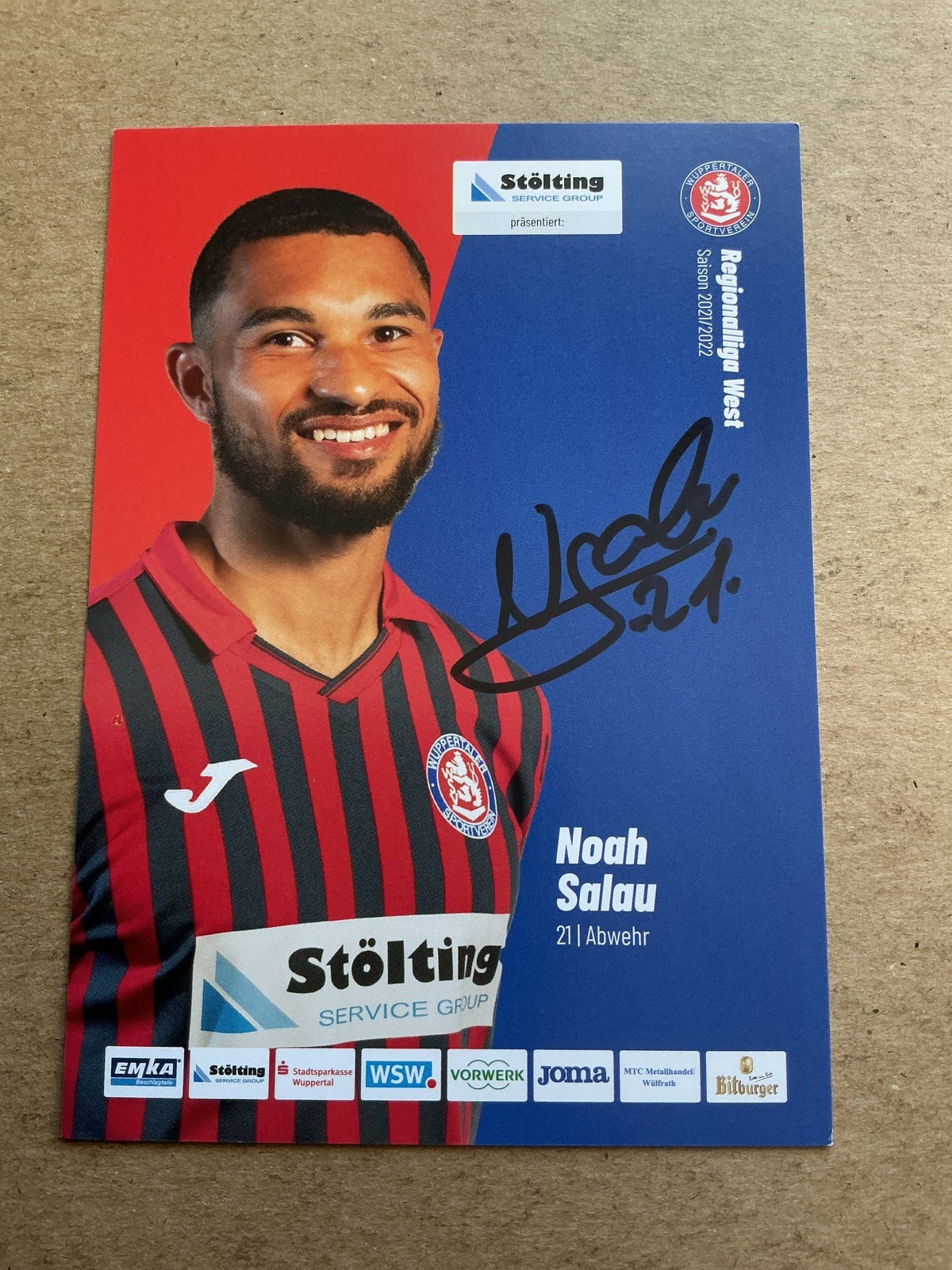 Noah Salau, Nigeria 🇳🇬 Wuppertaler SV 2021/22 hand signed - Autographs-World