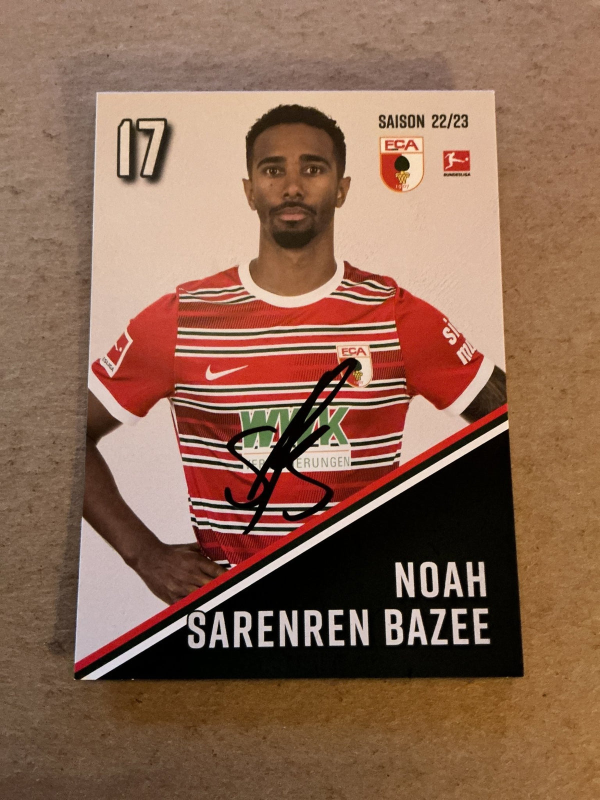 Noah Sarenren Bazee, Germany 🇩🇪 FC Augsburg 2022/23 hand signed - Autographs-World
