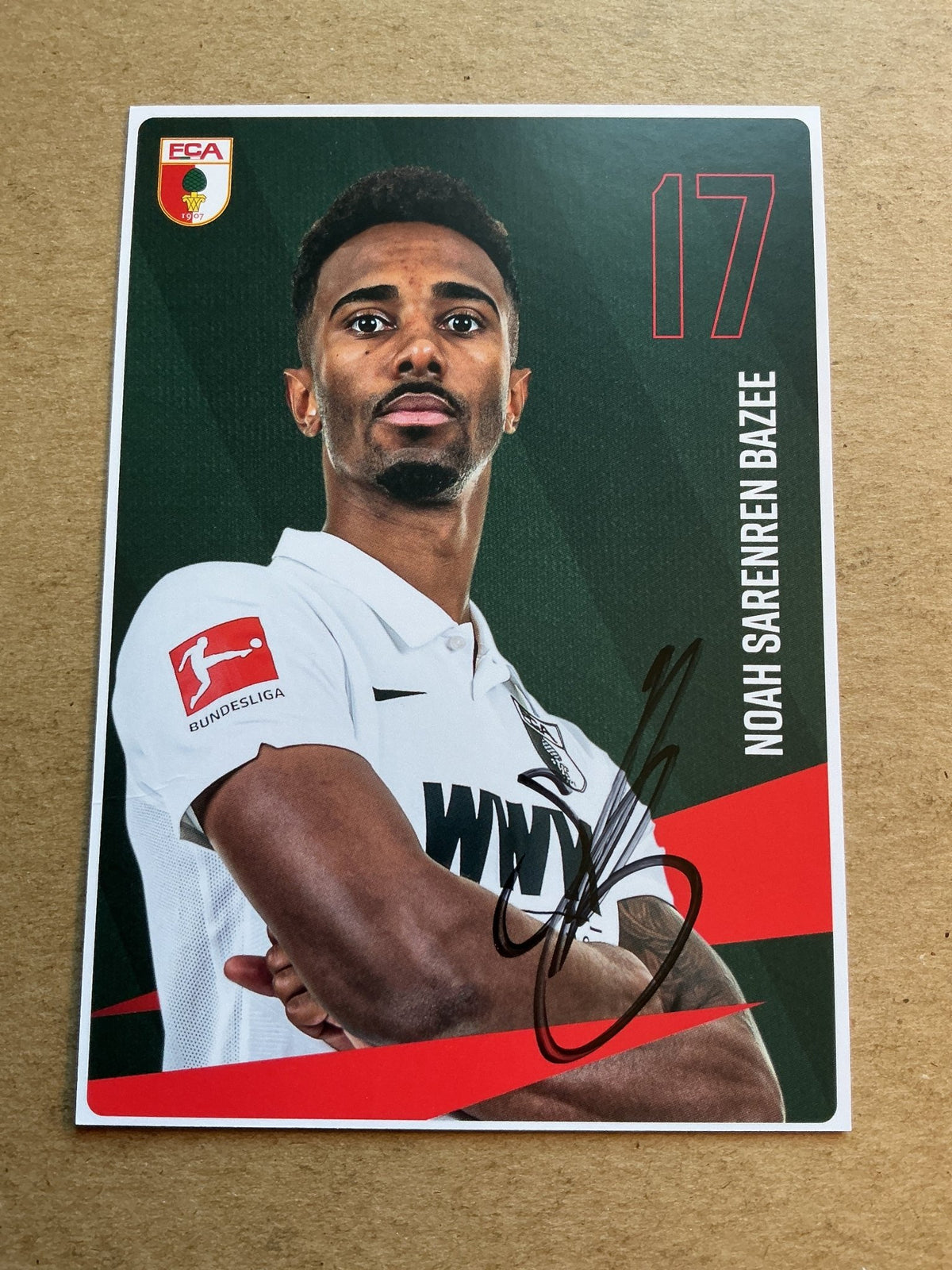 Noah Sarenren Bazee, Nigeria 🇳🇬 FC Augsburg 2020/21 hand signed - Autographs-World