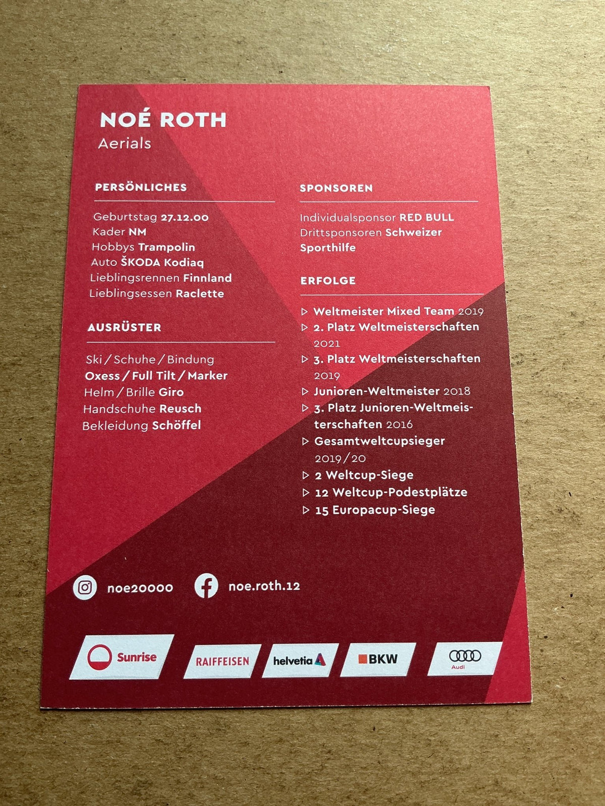 Noé Roth, Switzerland 🇨🇭Freestyle 2023/24 hand signed - Autographs-World