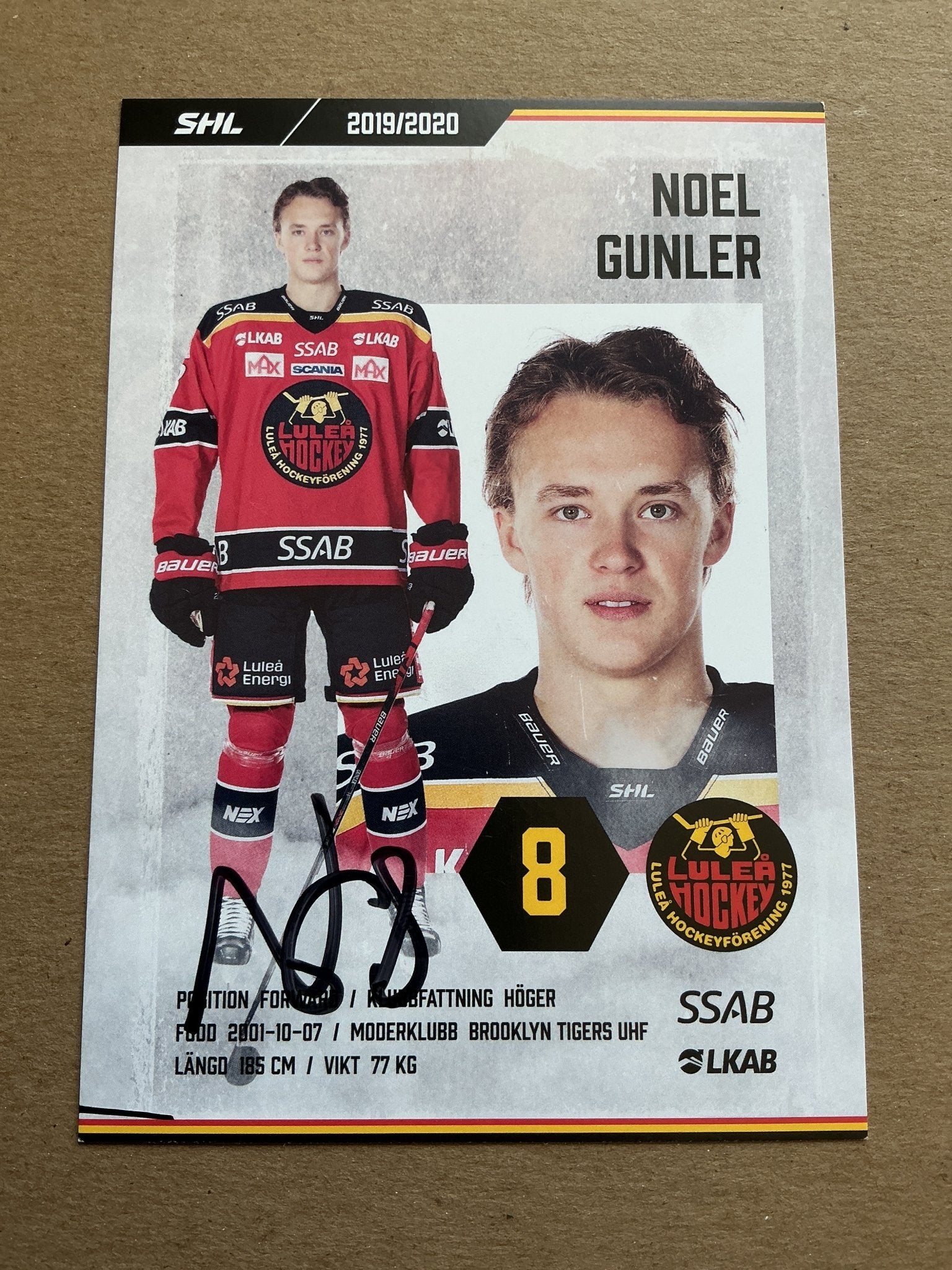 Noel Gunler, Sweden 🇸🇪 Luleå Hockey 2019/20 hand signed - Autographs-World