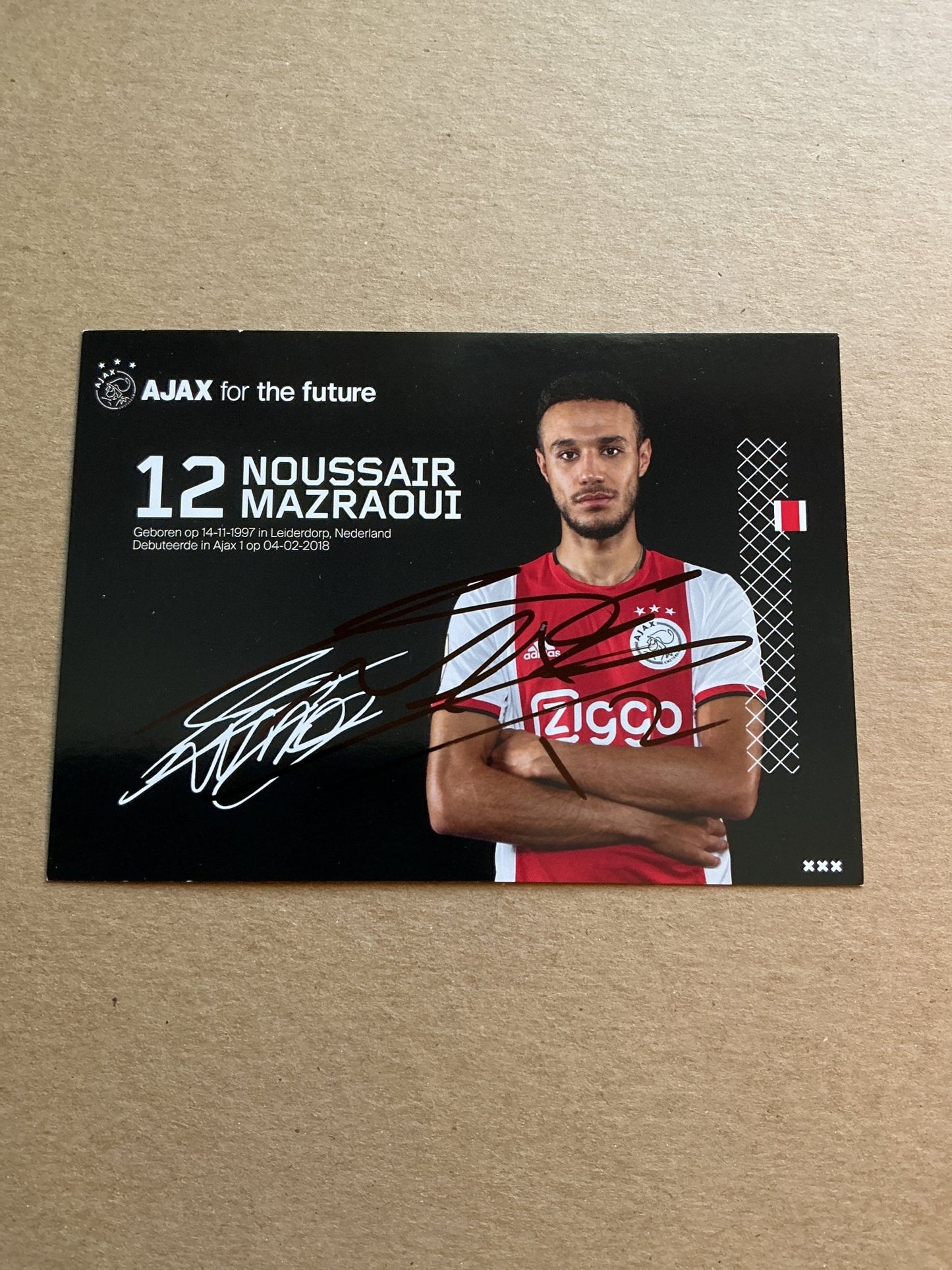 Noussair Mazraoui, Morocco 🇲🇦 Ajax Amsterdam 2019/20 hand signed - Autographs-World