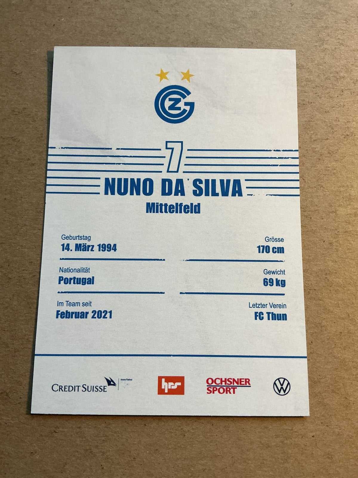Nuno da Silva, Portugal 🇵🇹 Grasshopper Club Zürich 2021/22 hand signed - Autographs-World