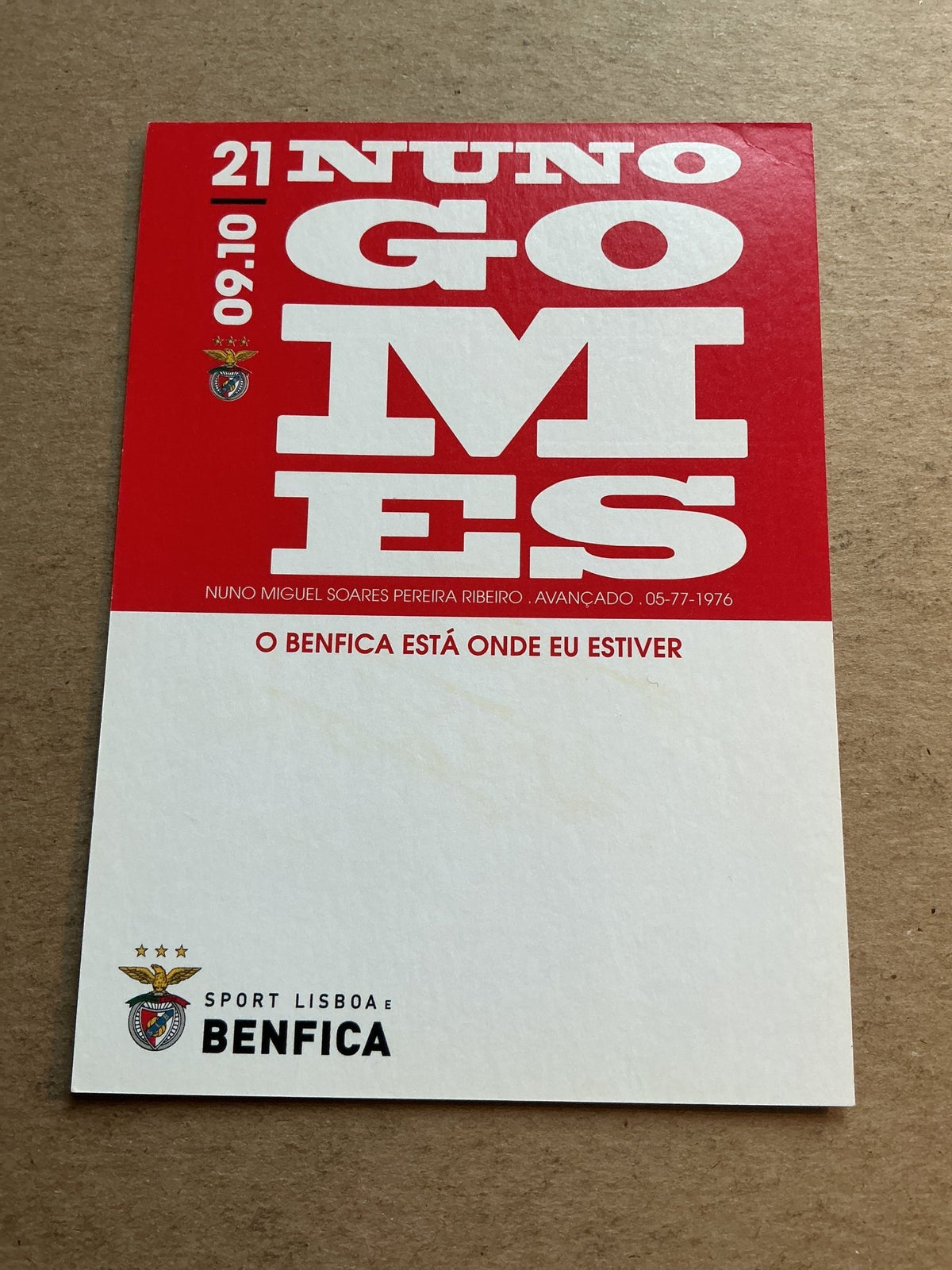 Nuno Gomes, Portugal 🇵🇹 SL Benfica 2009/10 hand signed - Autographs-World