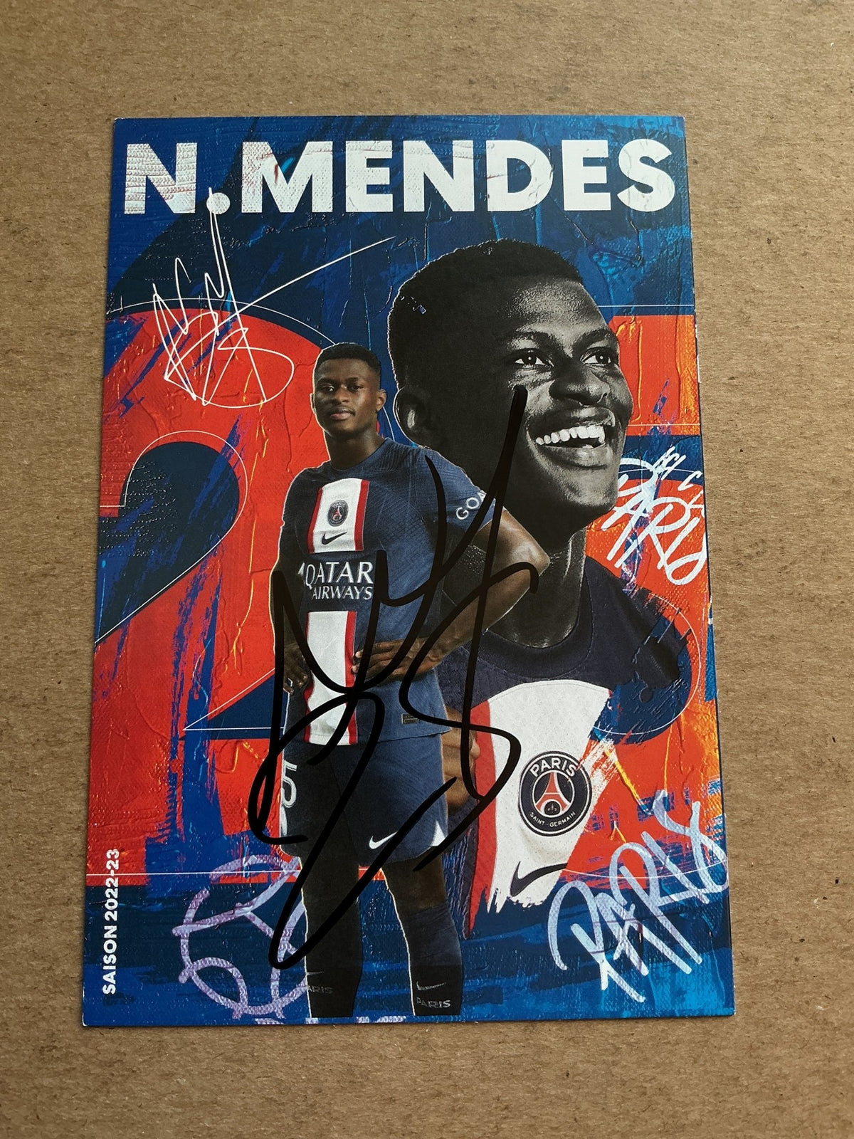 Nuno Mendes, Portugal 🇵🇹 Paris Saint-Germain 2022/23 hand signed - Autographs-World