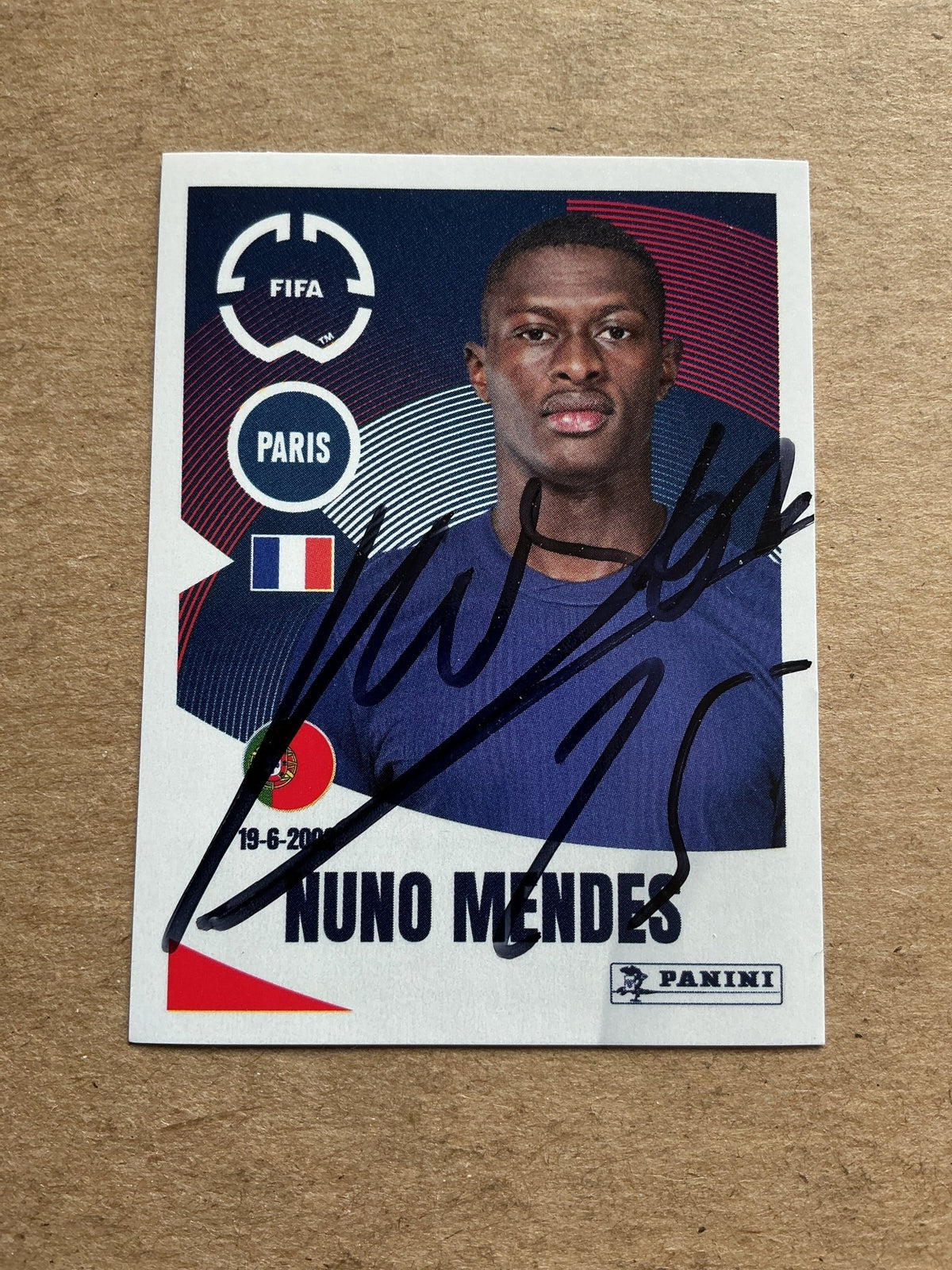 Nuno Mendes, Portugal 🇵🇹 Paris Saint-Germain Club World Cup 2025 Panini hand signed - Autographs-World