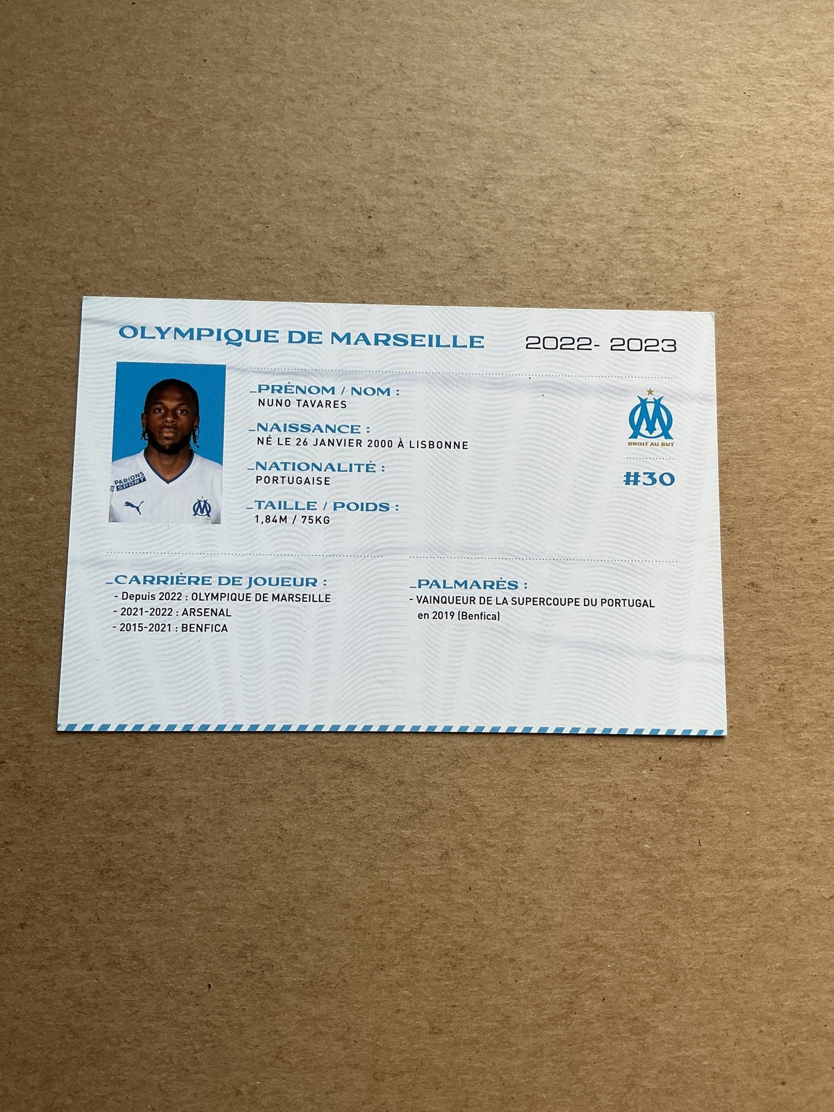 Nuno Tavares, Portugal 🇵🇹 Olympique Marseille 2022/23 hand signed - Autographs-World