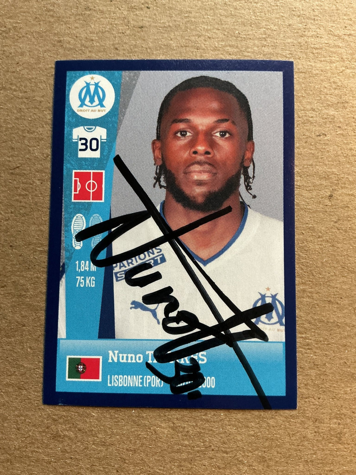 Nuno Tavares, Portugal 🇵🇹 Olympique Marseille 2023 Panini hand signed - Autographs-World