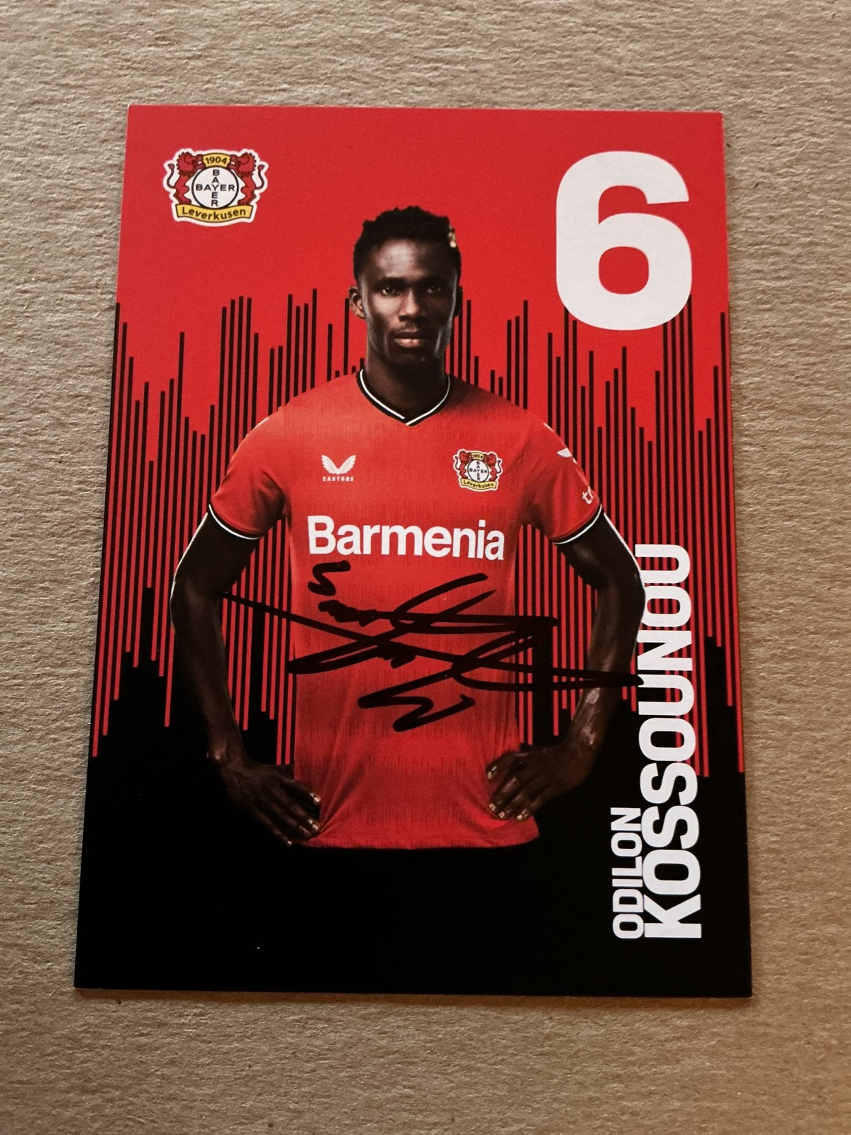 Odilon Kossounou, Ivory Coast 🇨🇮 Bayer 04 Leverkusen 2022/23 hand signed - Autographs-World