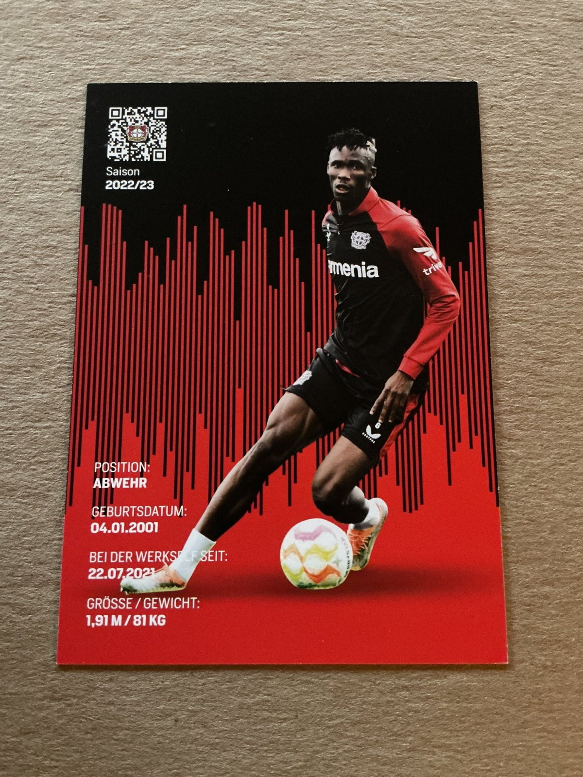 Odilon Kossounou, Ivory Coast 🇨🇮 Bayer 04 Leverkusen 2022/23 hand signed - Autographs-World