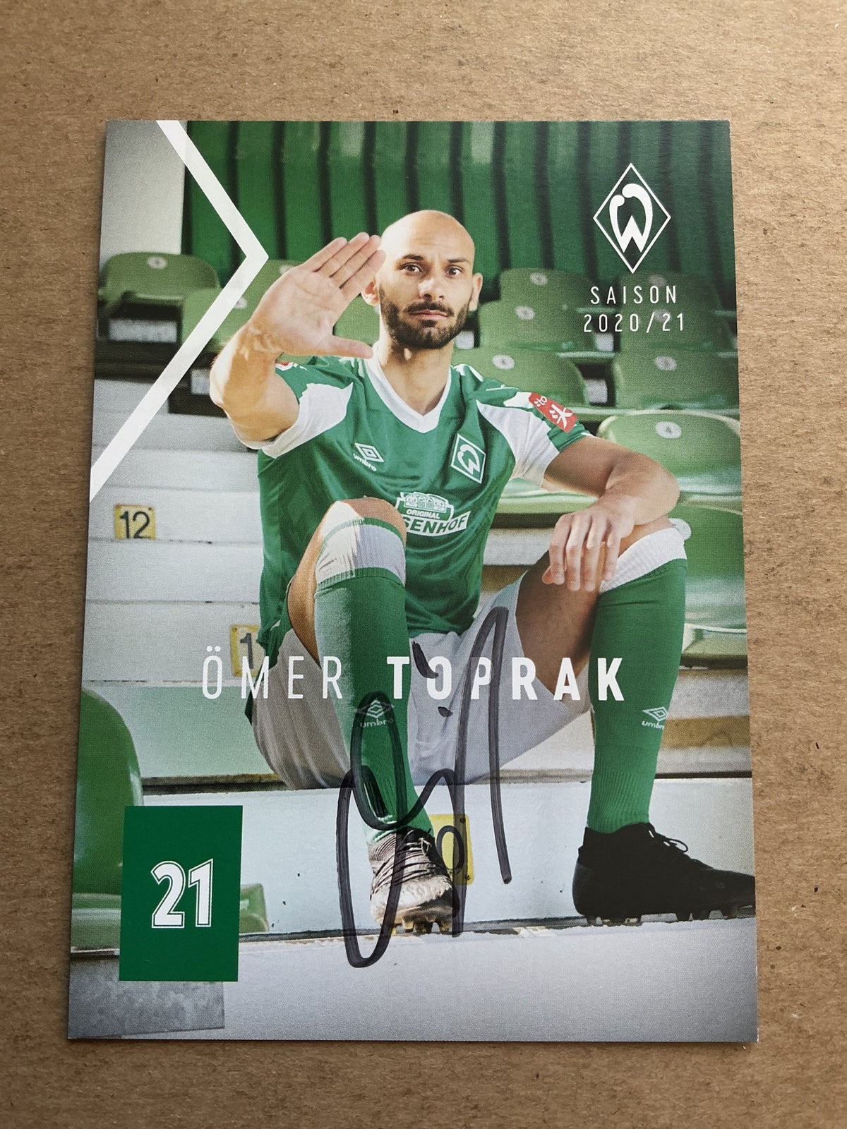 Ömer Toprak, Türkiye 🇹🇷 SV Werder Bremen 2020/21 hand signed - Autographs-World