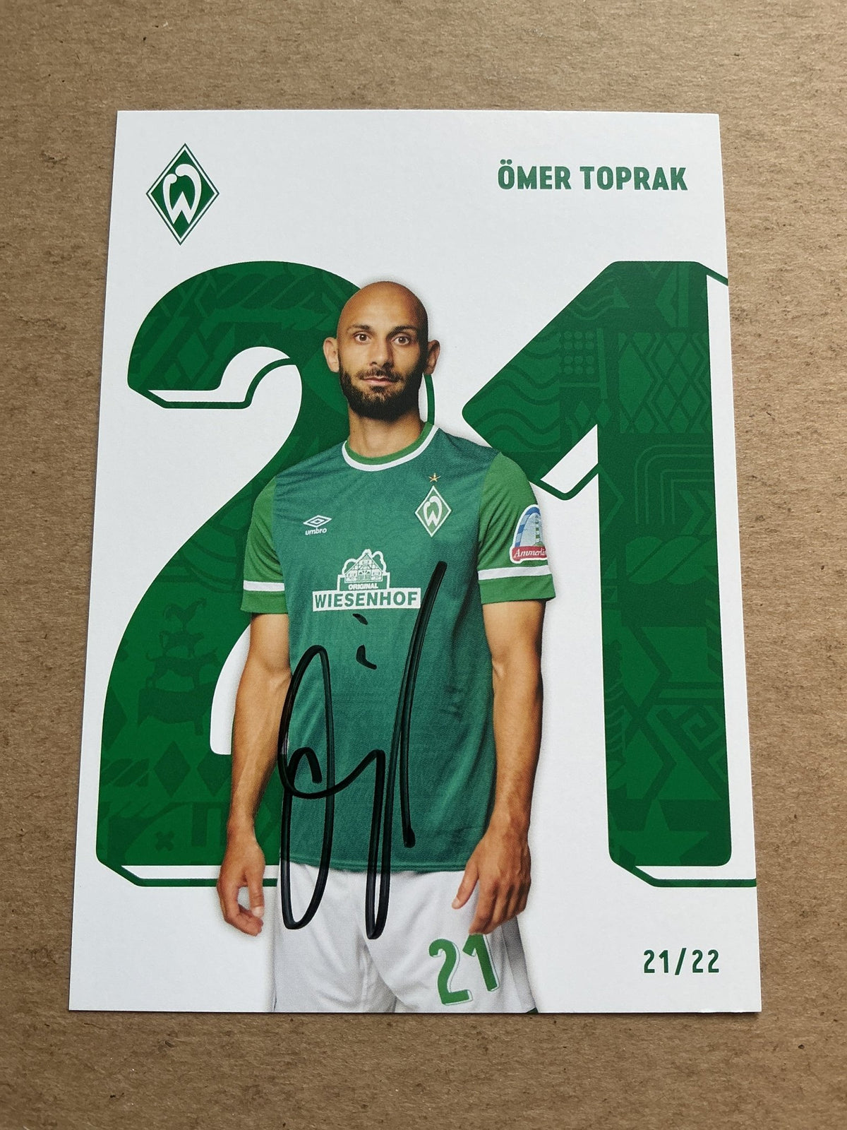 Ömer Toprak, Türkiye 🇹🇷 SV Werder Bremen 2021/22 hand signed - Autographs-World
