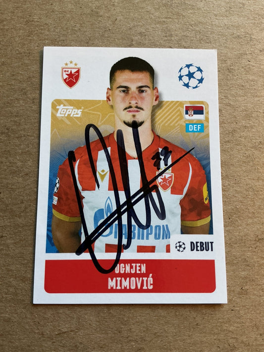Ognjen Mimović, Serbia 🇷🇸 Red Star Belgrade 2024/25 Topps hand signed - Autographs-World