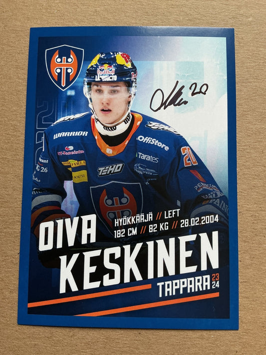 Oiva Keskinen, Finland 🇫🇮 Tappara Tampere 2023/24 hand signed - Autographs-World