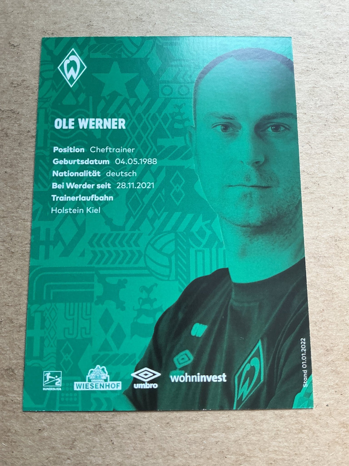 Ole Werner, Germany 🇩🇪 SV Werder Bremen 2021/22 hand signed - Autographs-World